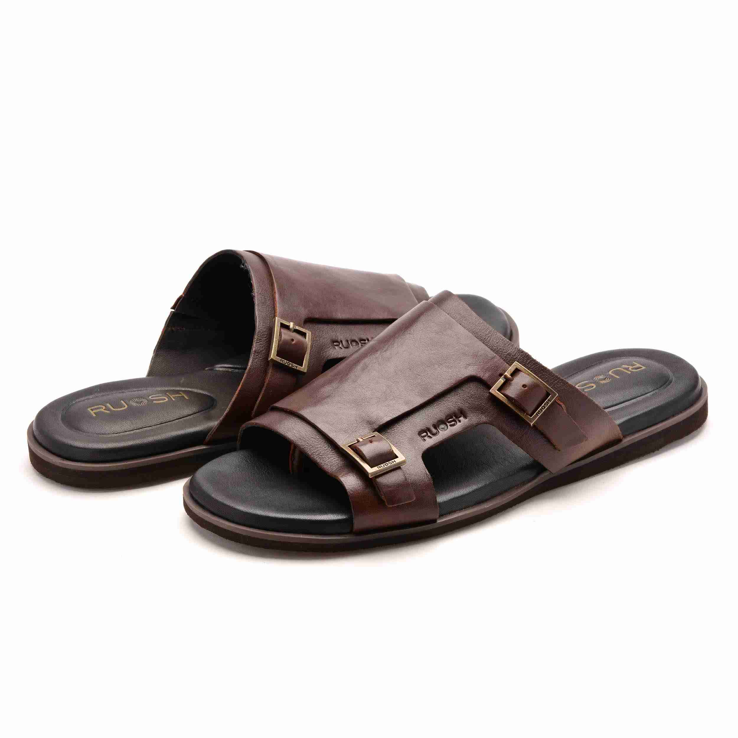 The Harvey Ruosh Men Tan Monk Strap Slipper