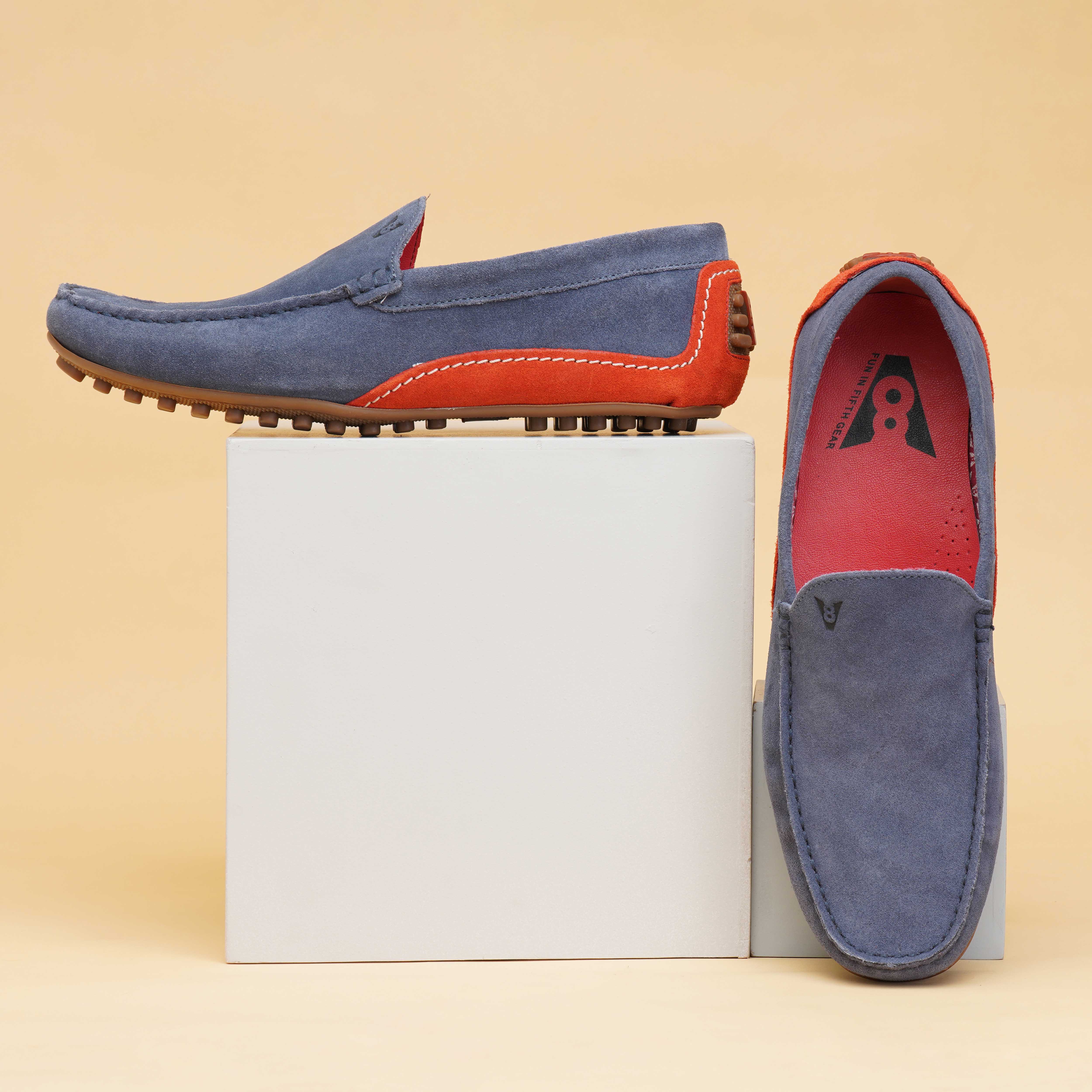 The Seti V8 Men Blue Suede Casual Driver
