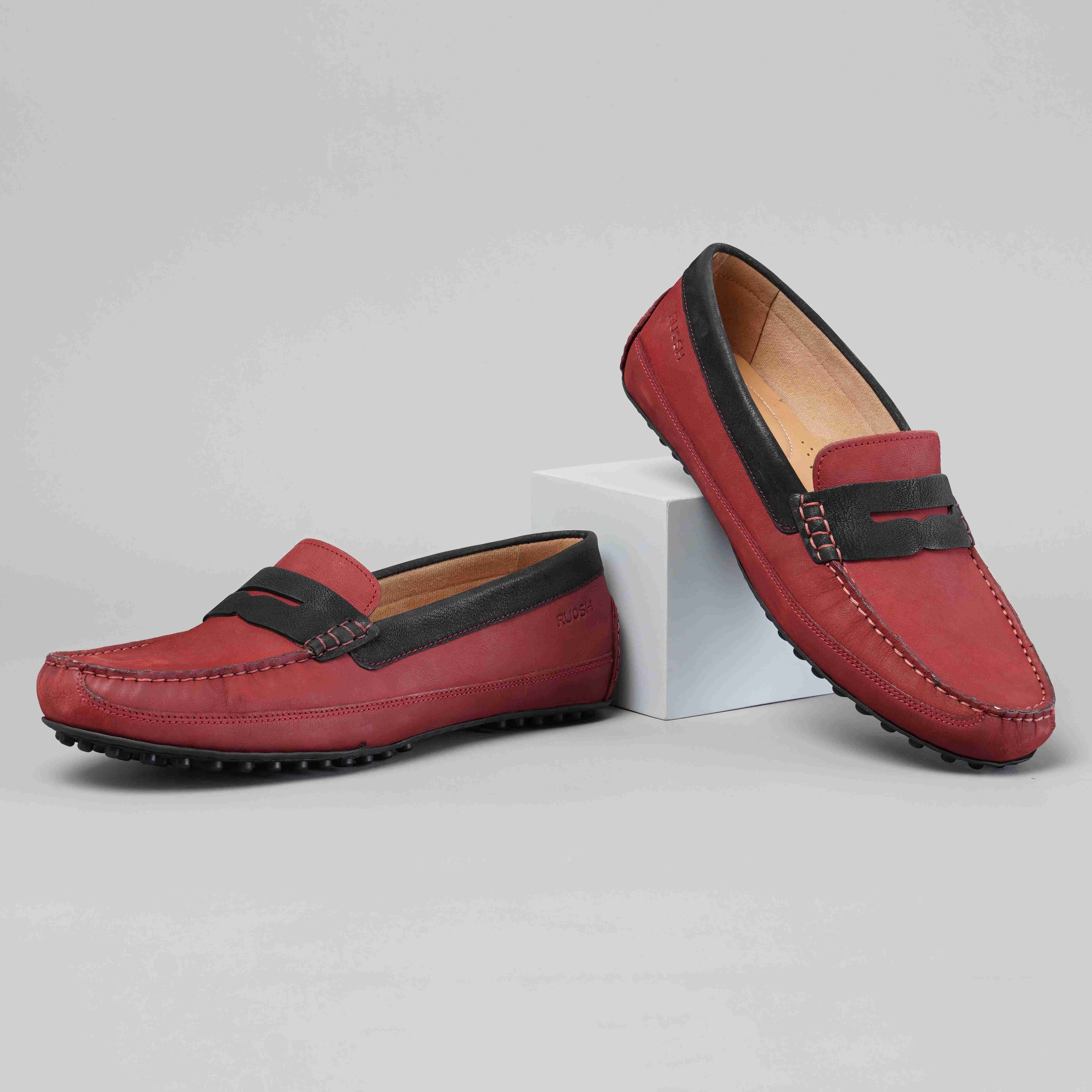 The Oman Ruosh Men Red Nubuck Penny Loafer