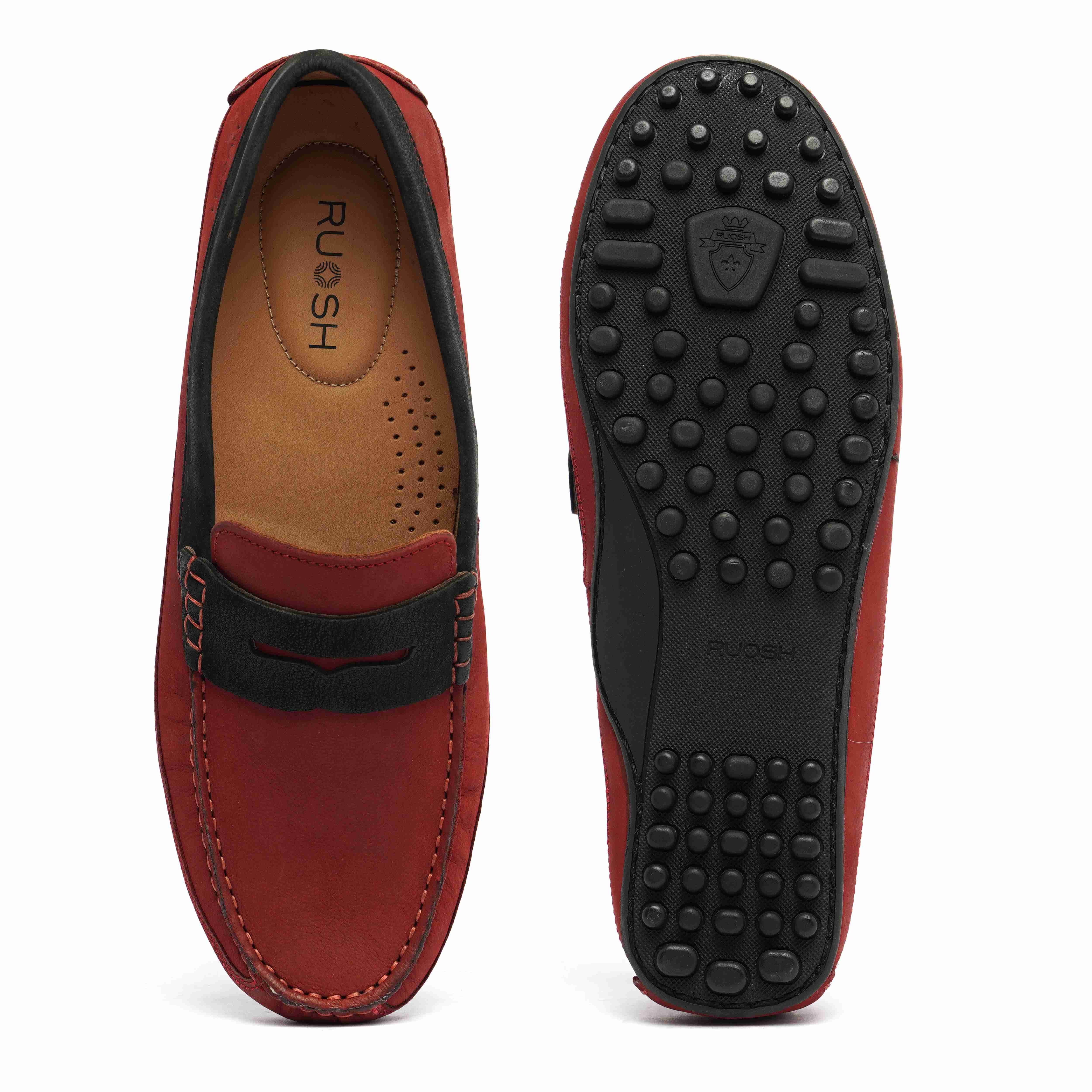 The Oman Ruosh Men Red Nubuck Penny Loafer