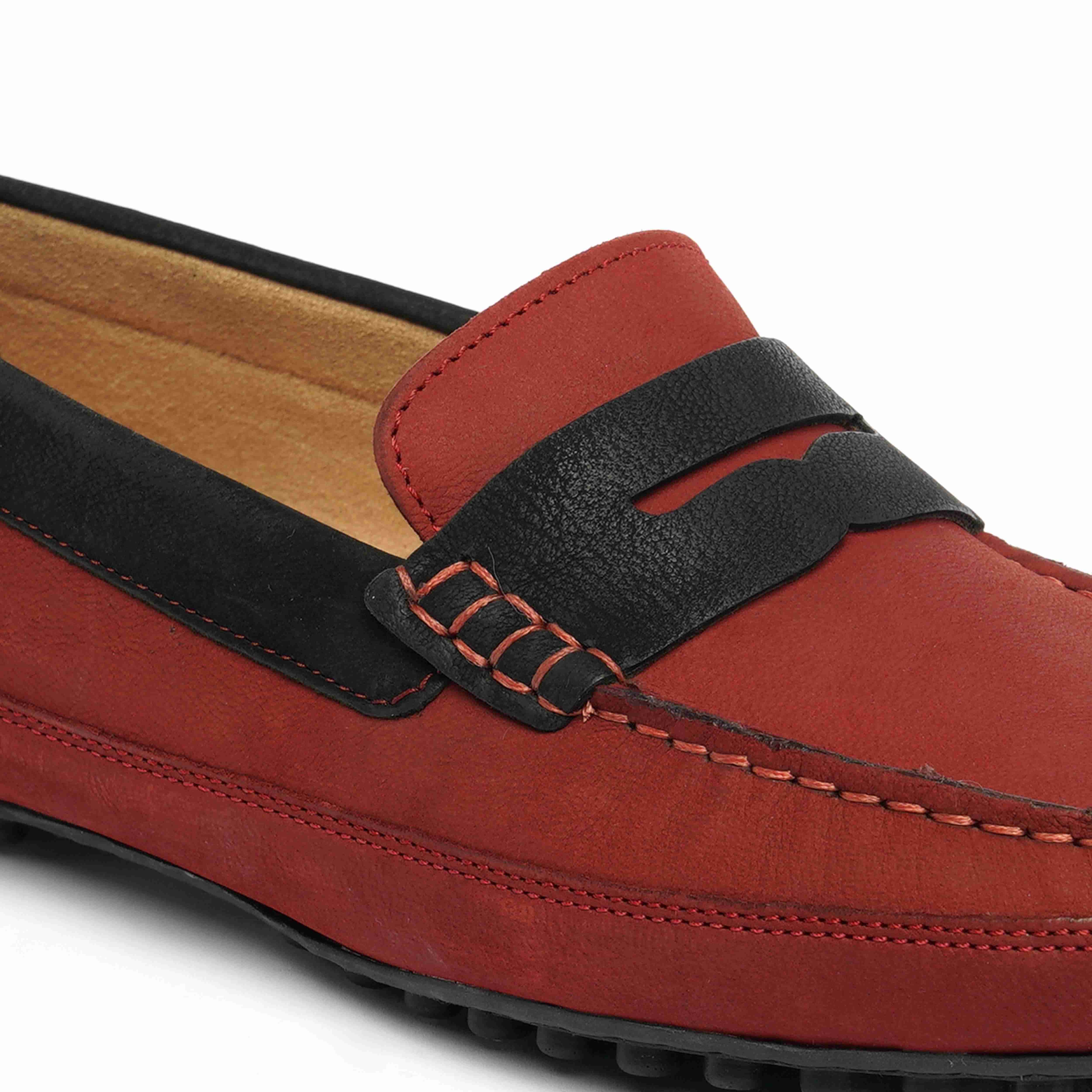 The Oman Ruosh Men Red Nubuck Penny Loafer