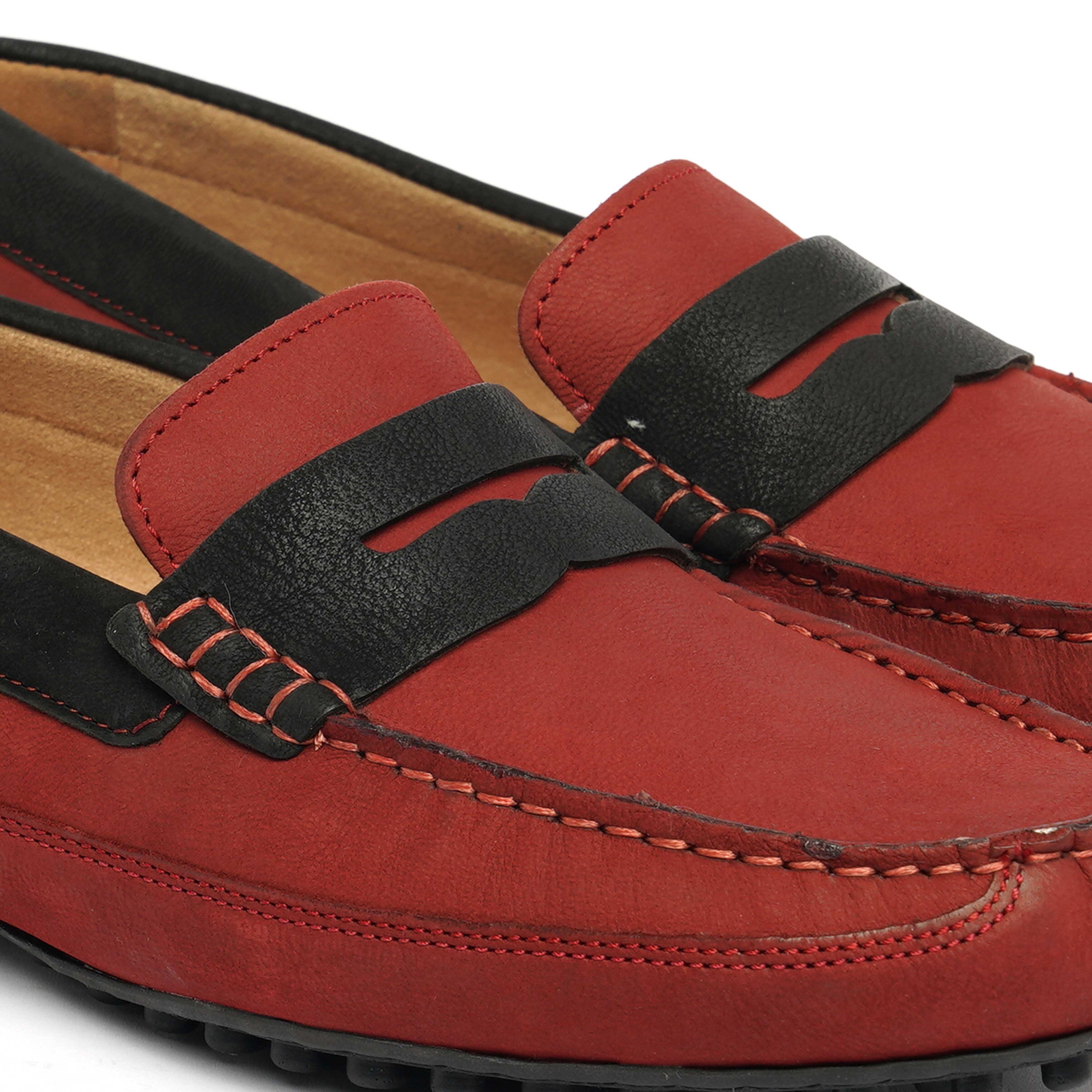 The Oman Ruosh Men Red Nubuck Penny Loafer