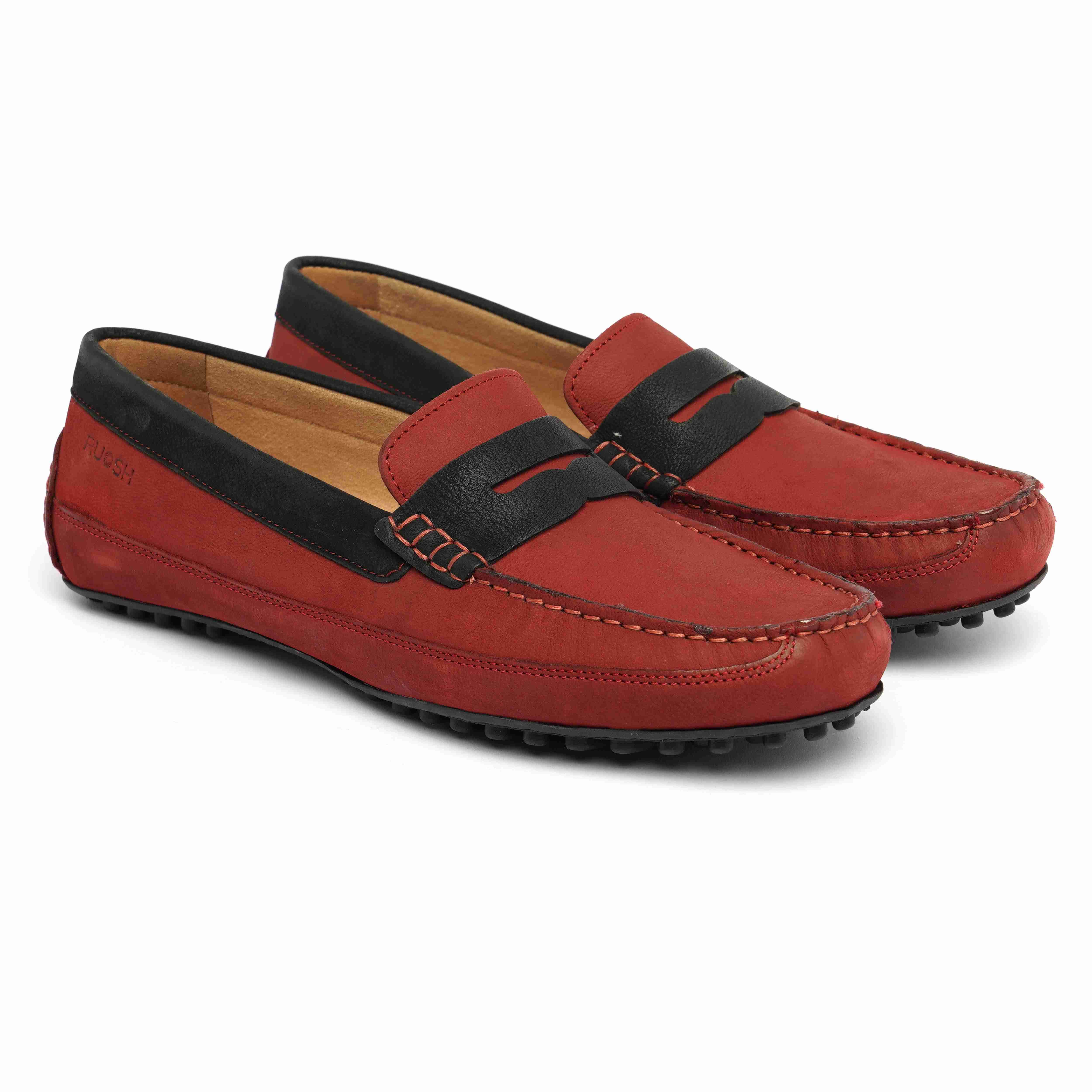 The Oman Ruosh Men Red Nubuck Penny Loafer
