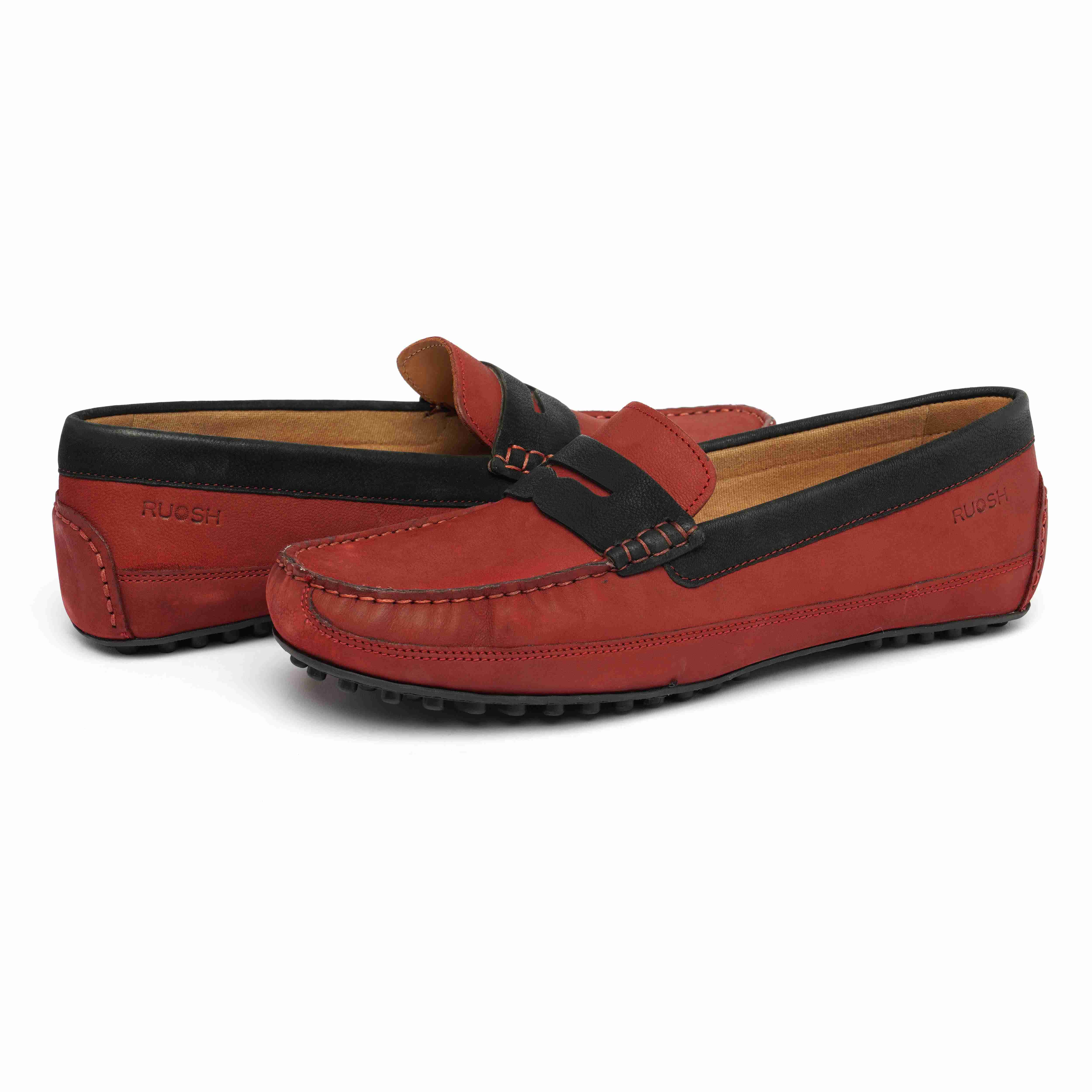 The Oman Ruosh Men Red Nubuck Penny Loafer
