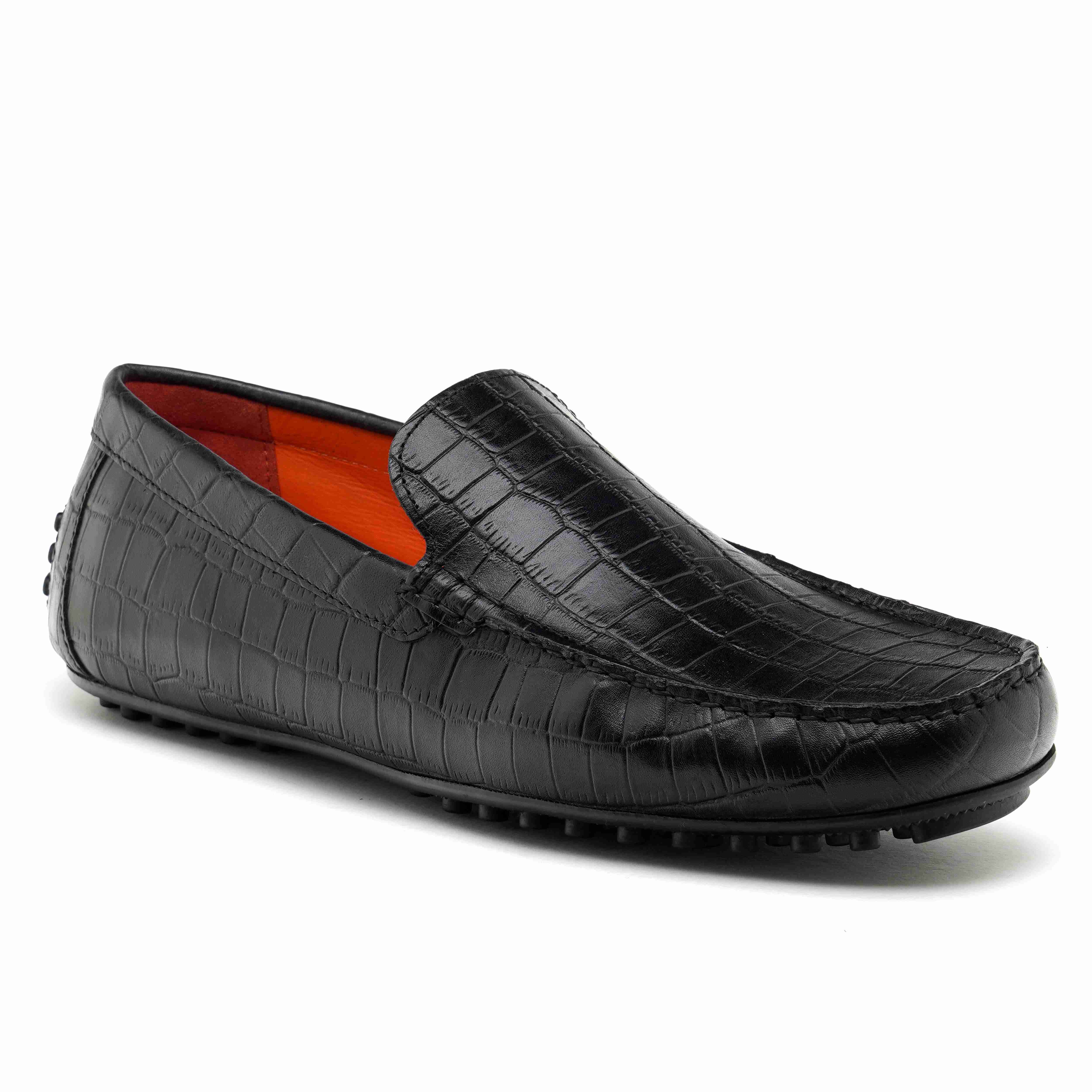 The Seti Ruosh Men Black Croc Print Casual Loafer
