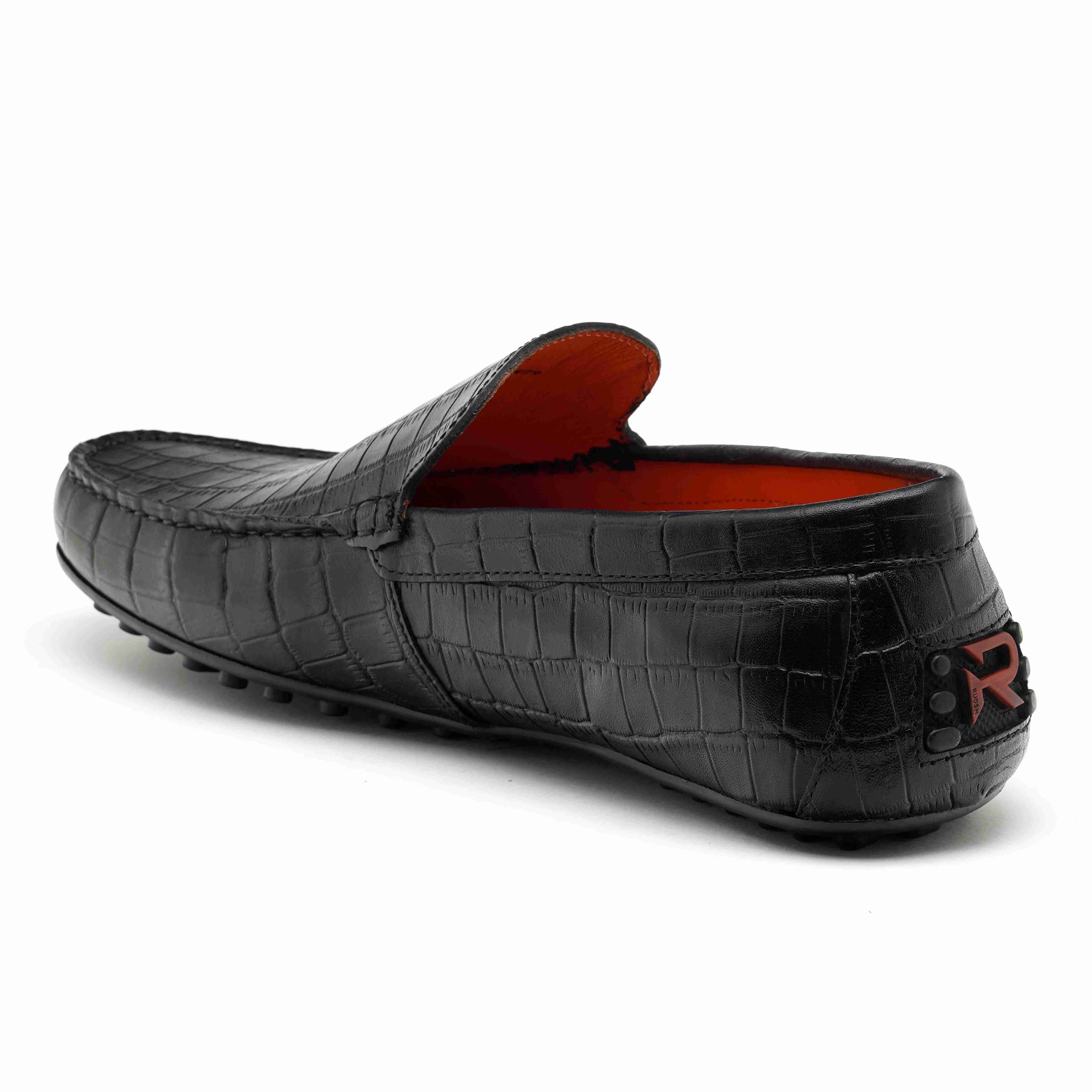 The Seti Ruosh Men Black Croc Print Casual Loafer