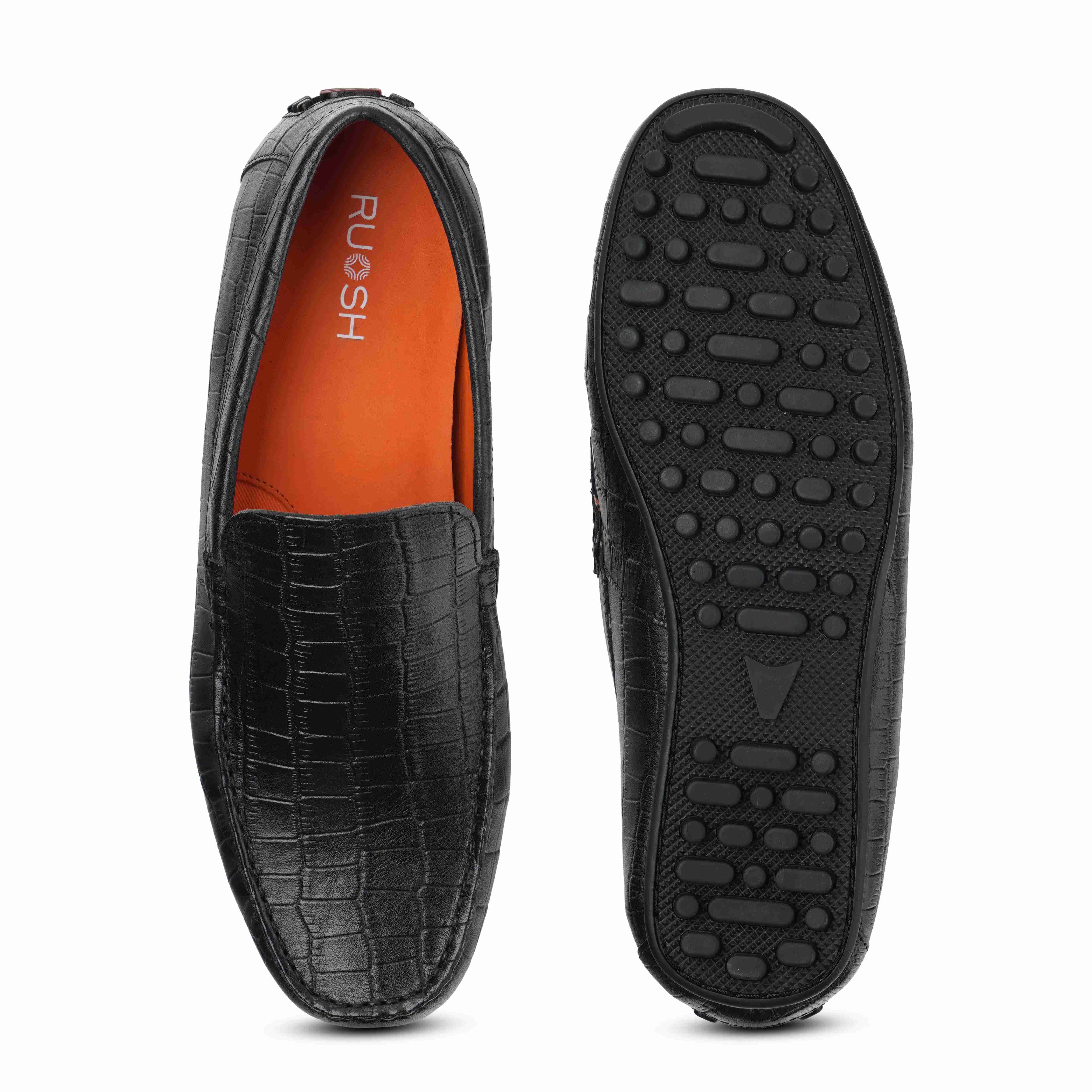 The Seti Ruosh Men Black Croc Print Casual Loafer