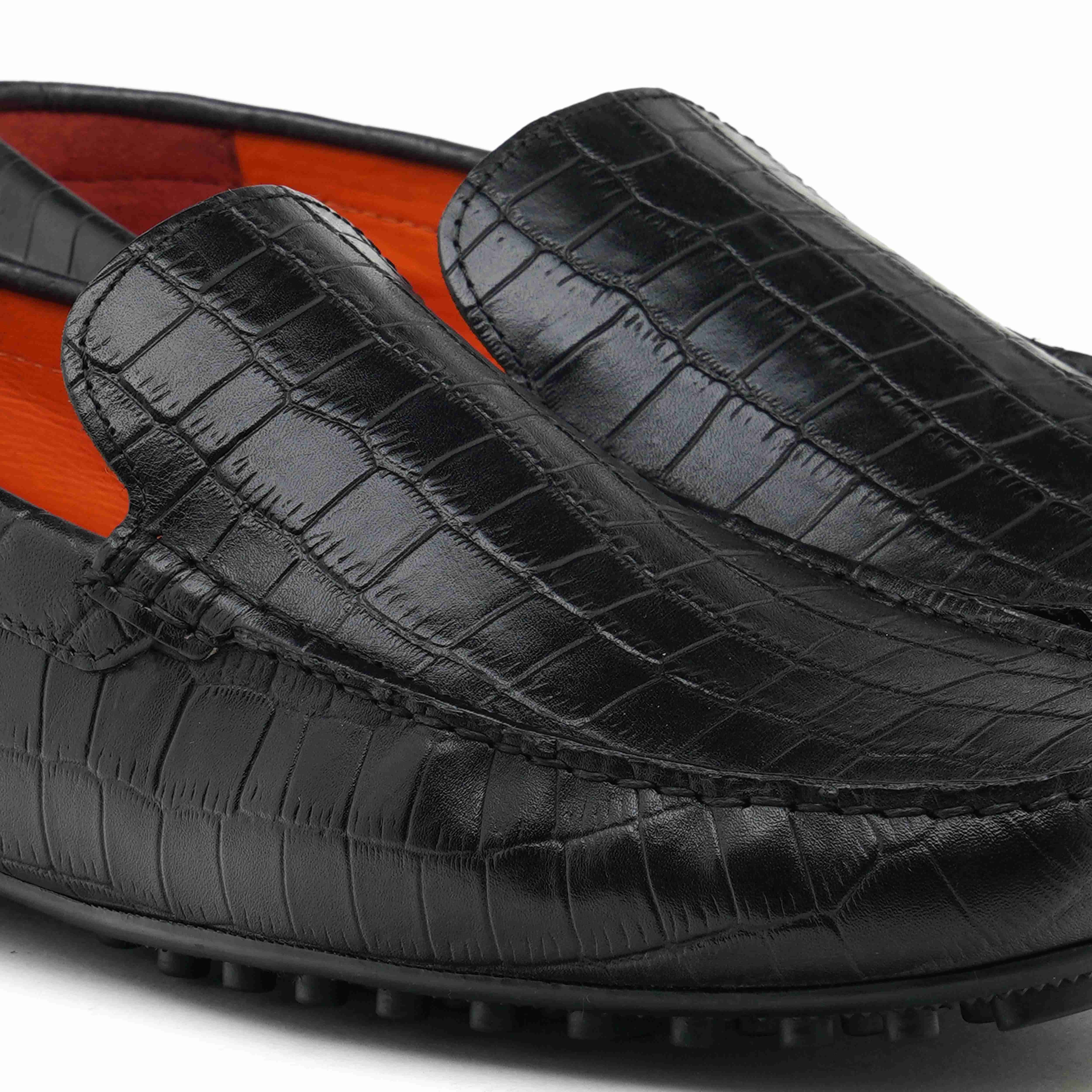 The Seti Ruosh Men Black Croc Print Casual Loafer