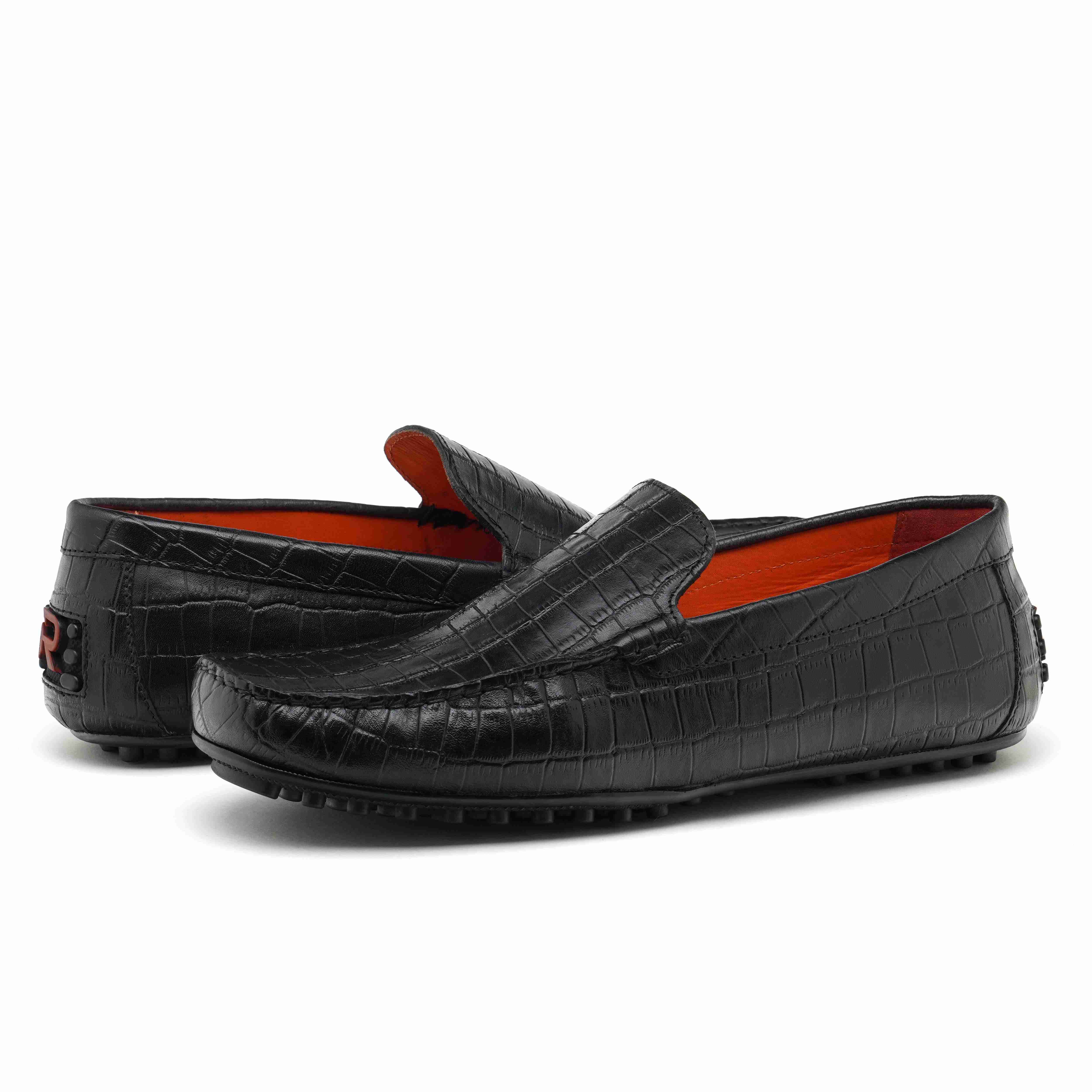 The Seti Ruosh Men Black Croc Print Casual Loafer