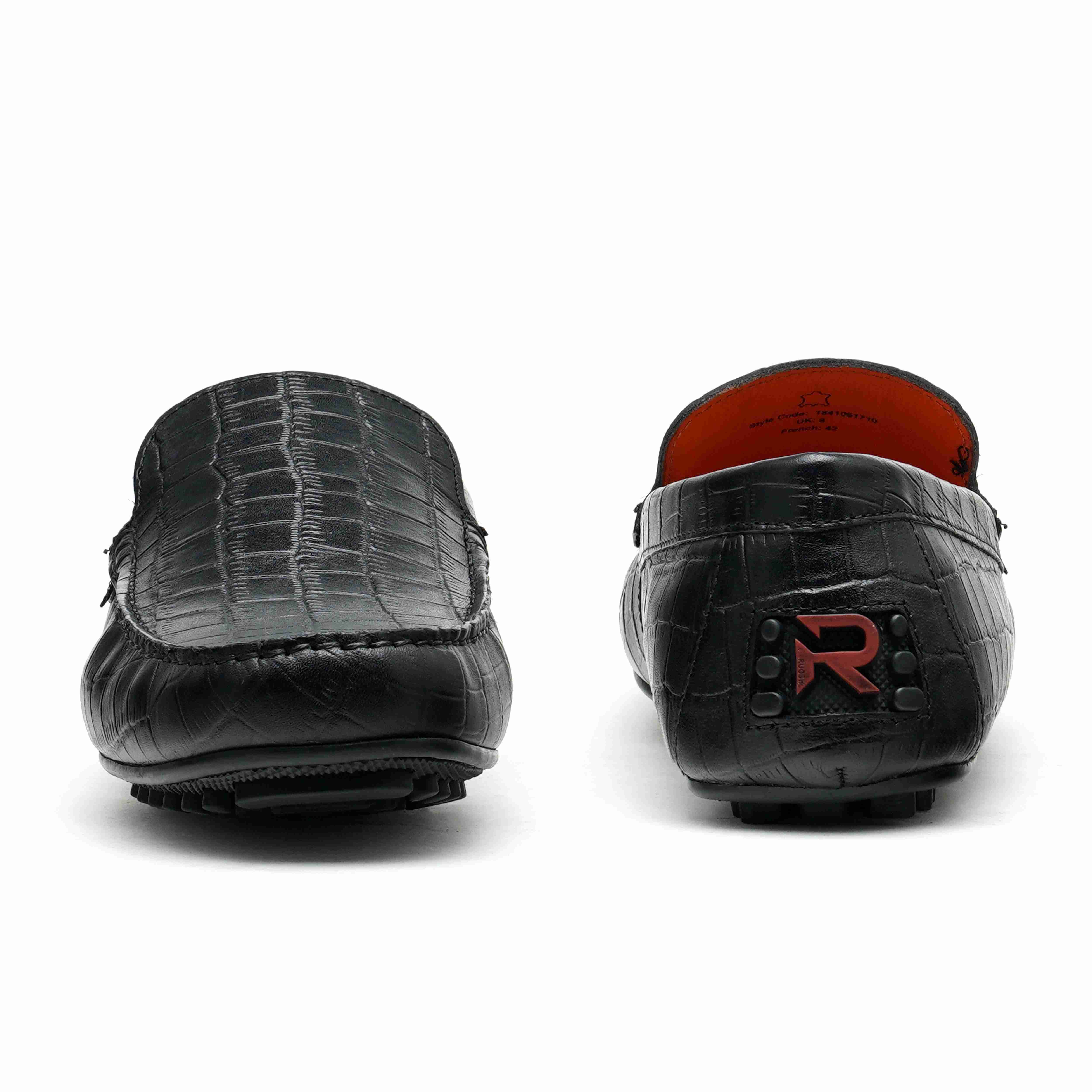 The Seti Ruosh Men Black Croc Print Casual Loafer