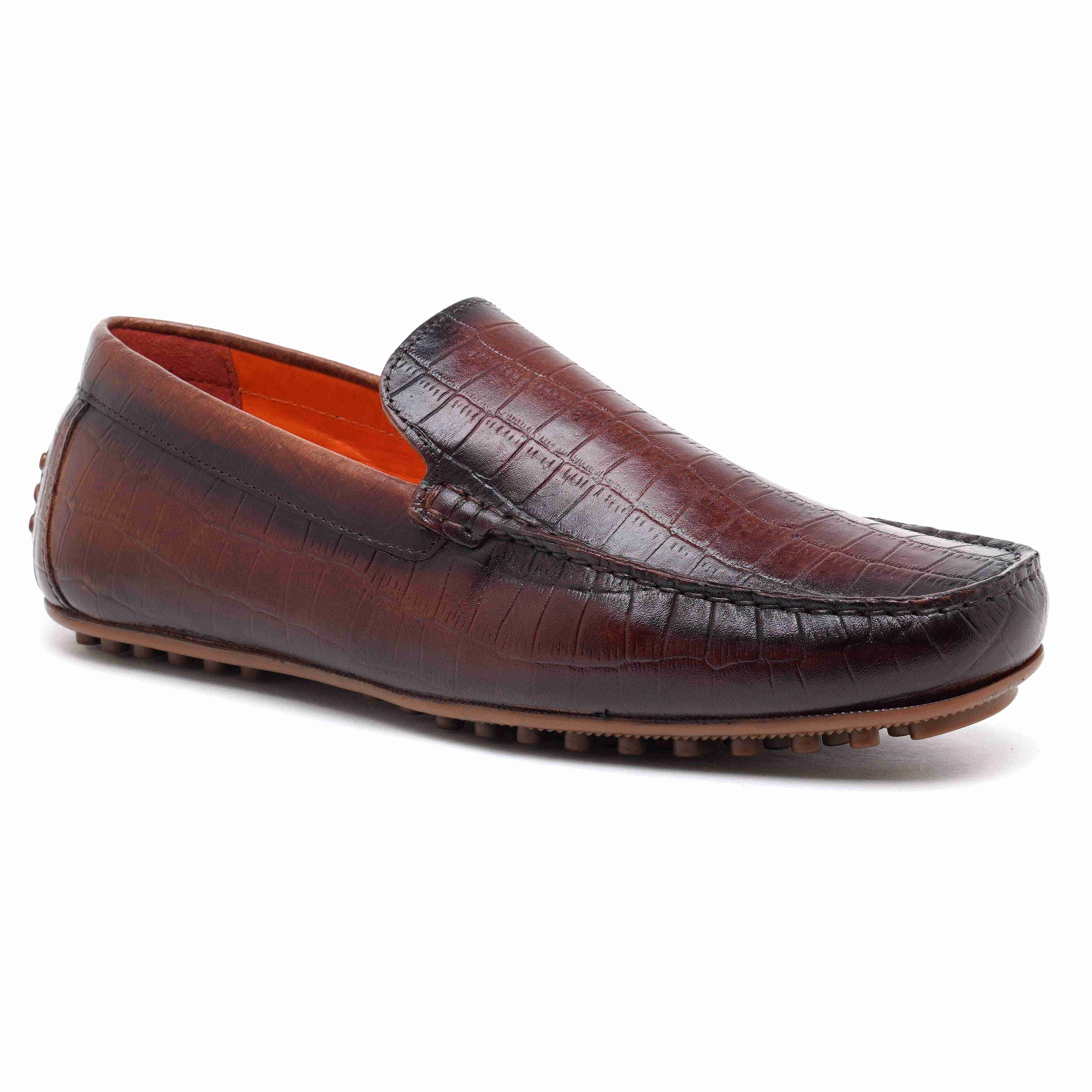 The Seti Ruosh Men Tan Croc Print Casual Loafer