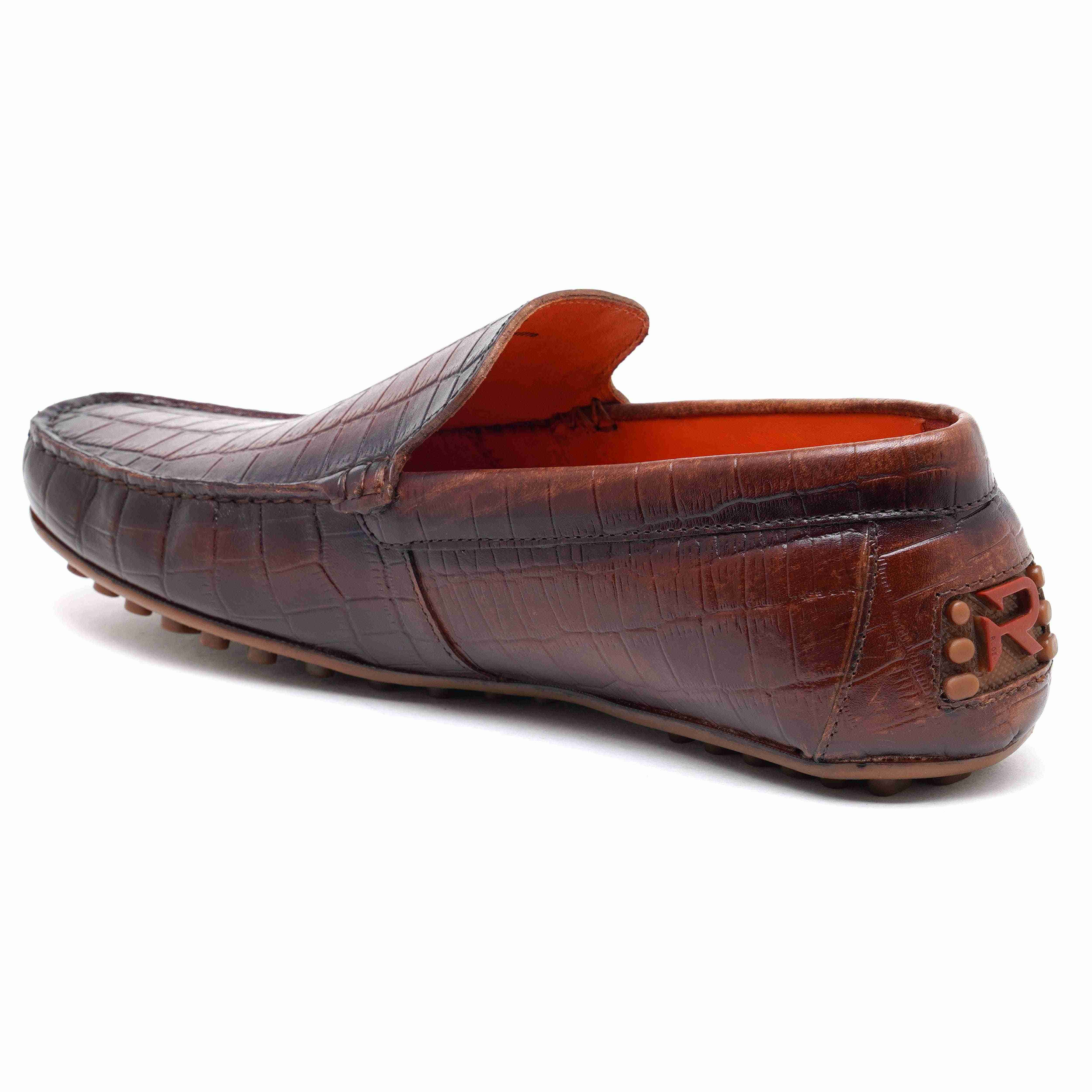 The Seti Ruosh Men Tan Croc Print Casual Loafer