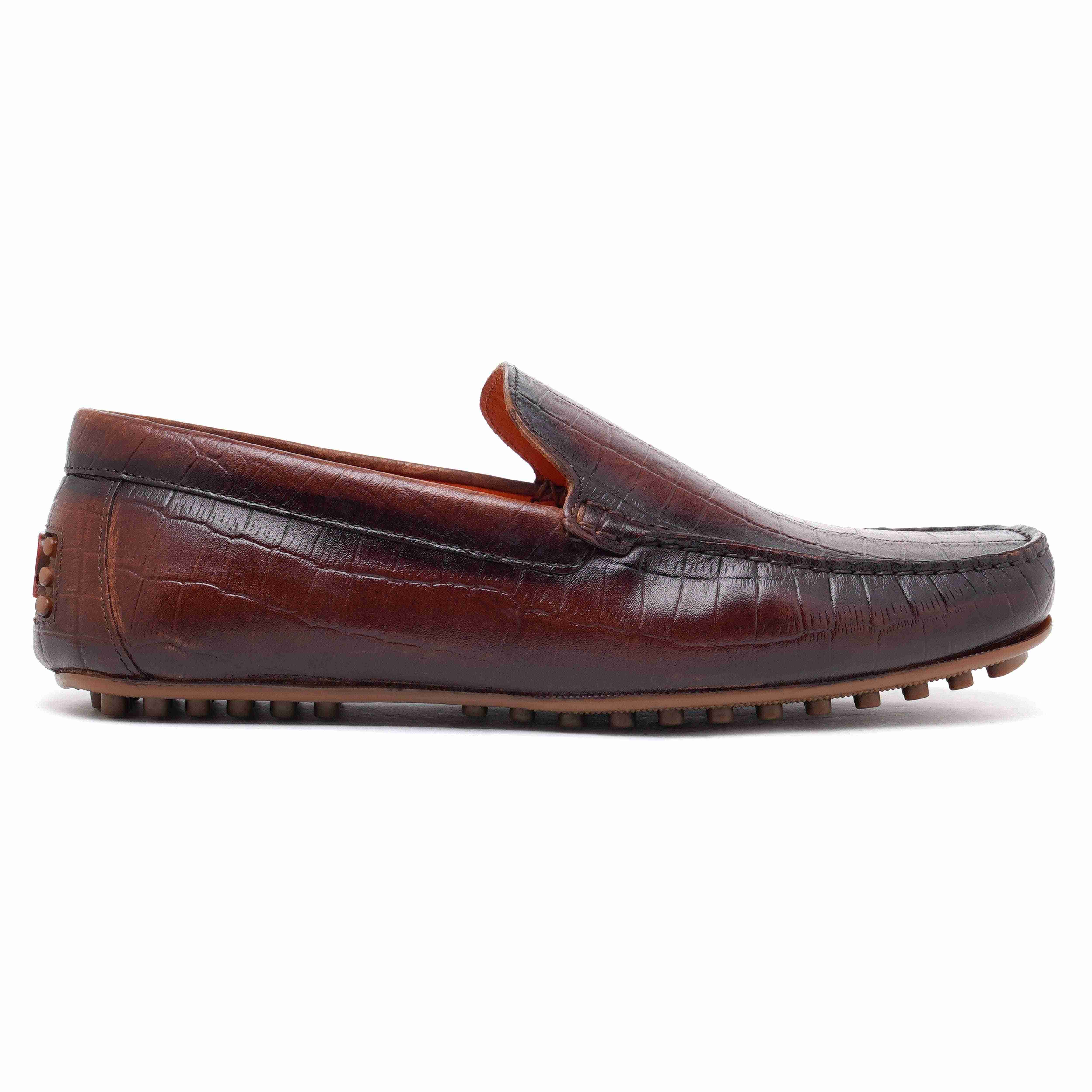 The Seti Ruosh Men Tan Croc Print Casual Loafer