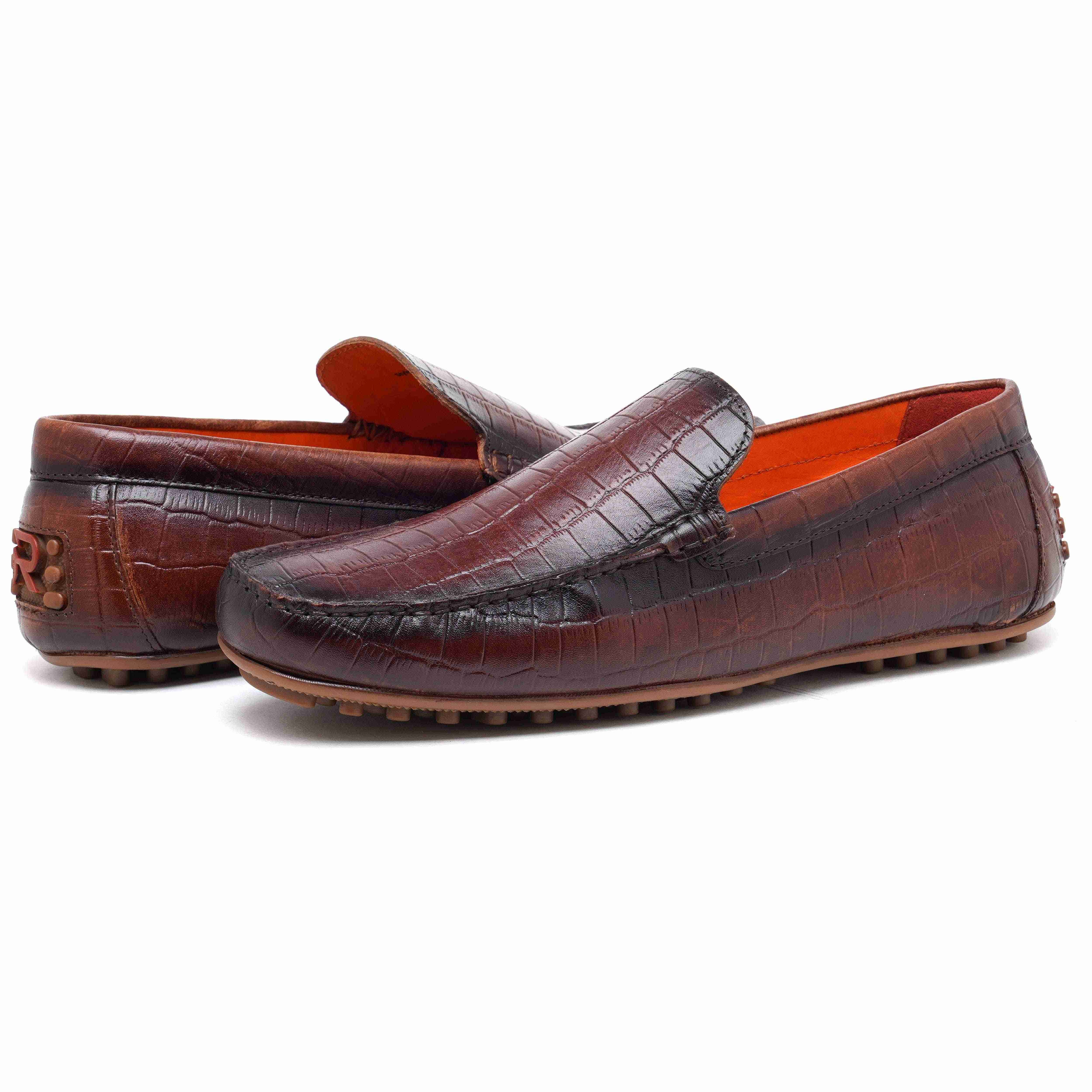 The Seti Ruosh Men Tan Croc Print Casual Loafer