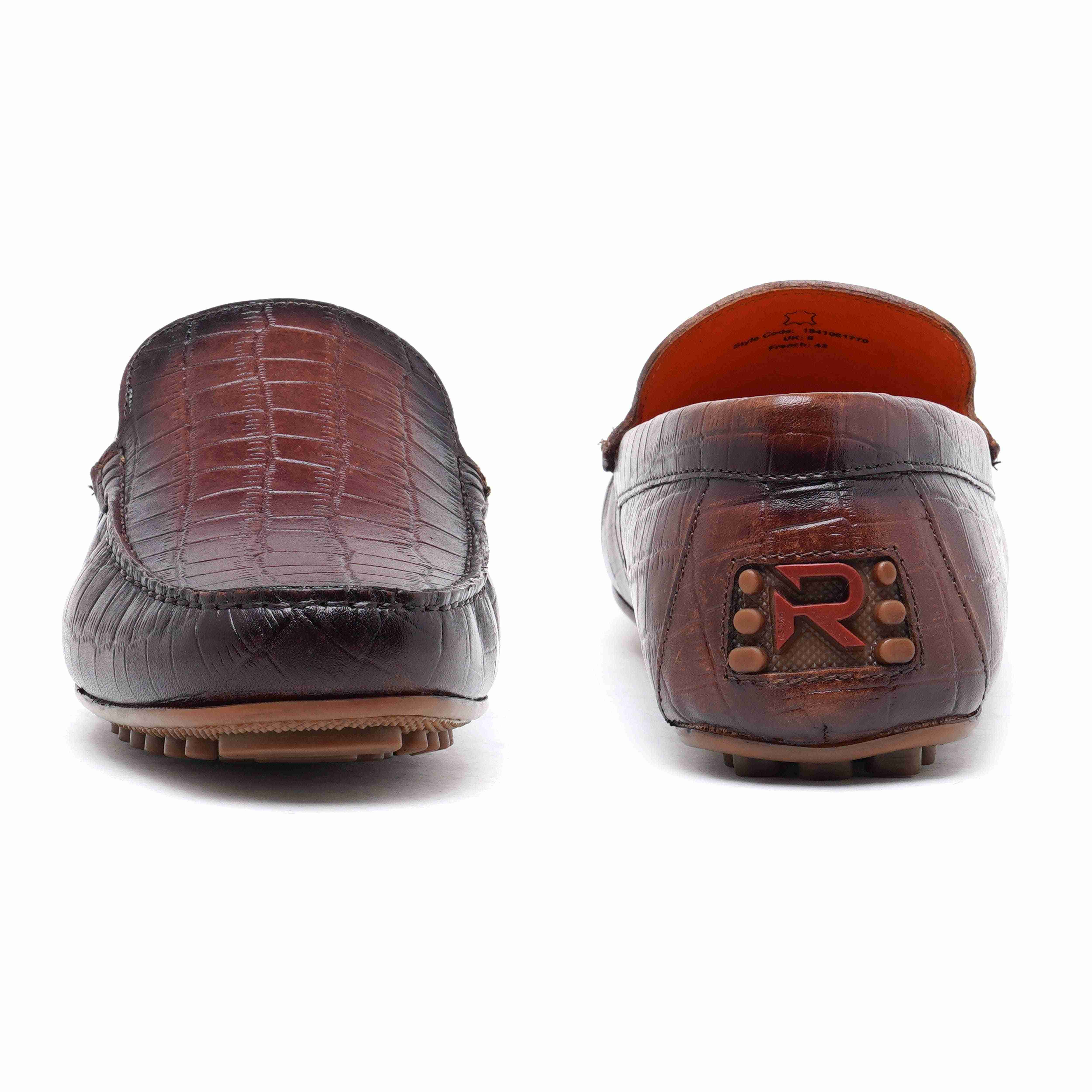 The Seti Ruosh Men Tan Croc Print Casual Loafer