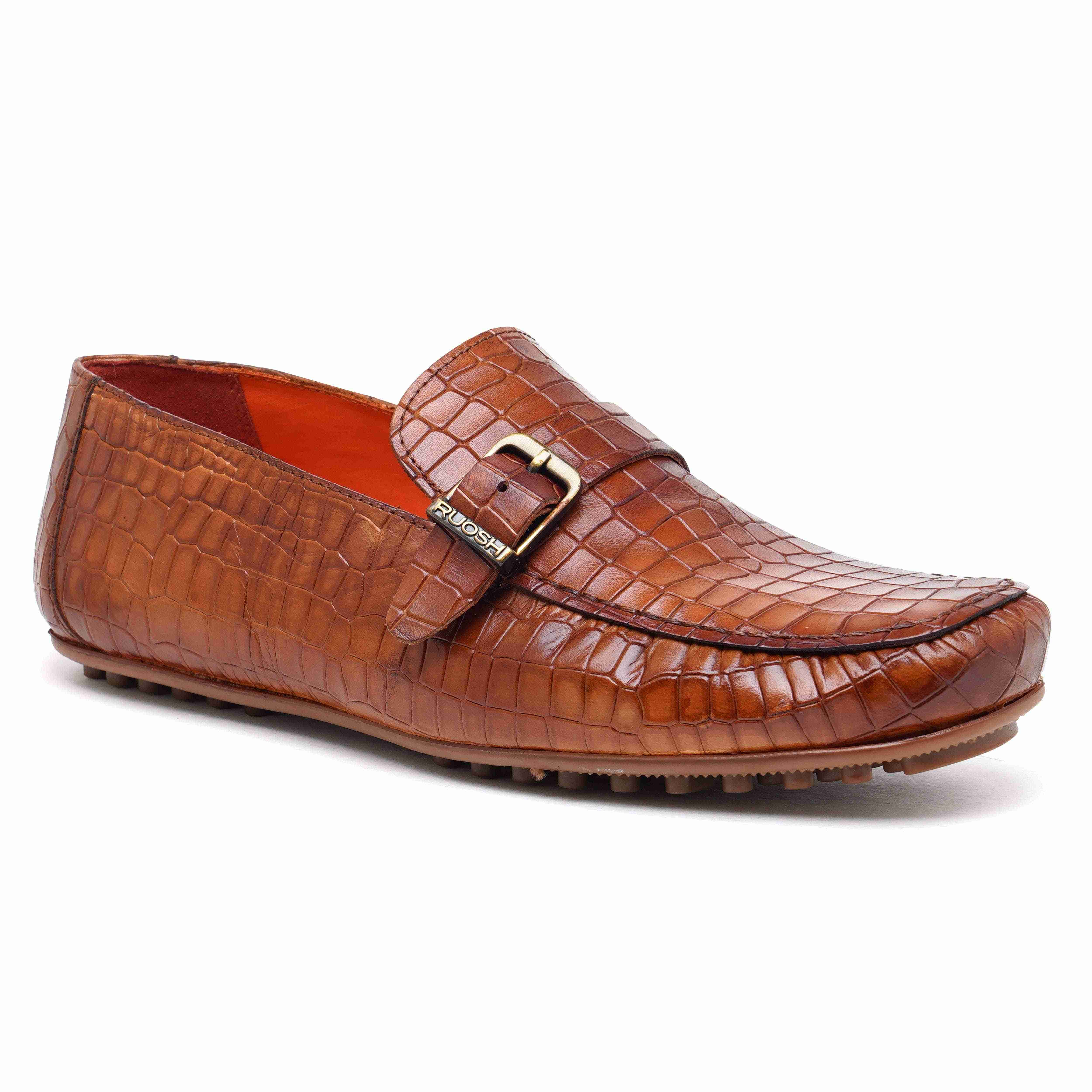 The Seti Ruosh Men Tan Croc Print Casual Loafer