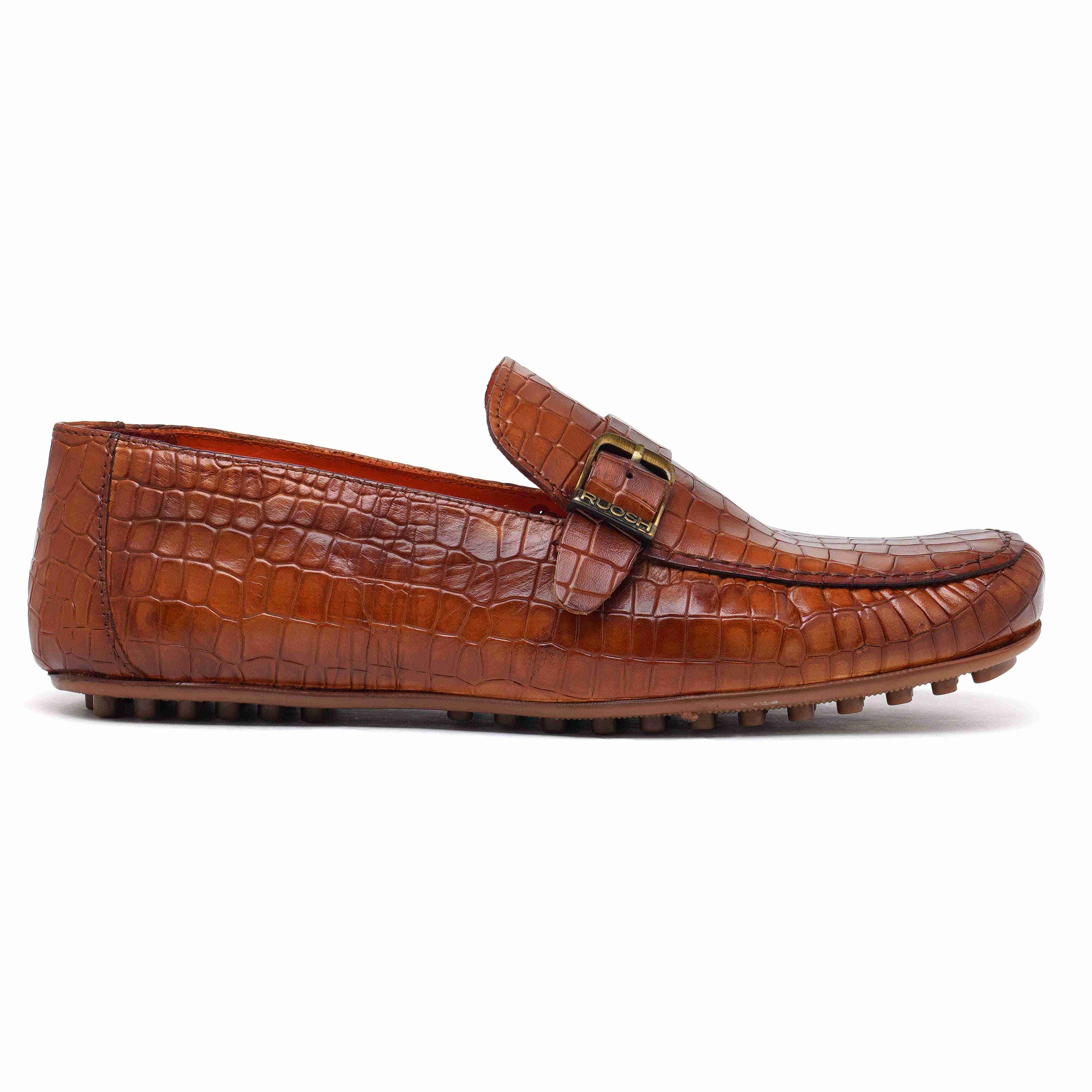 The Seti Ruosh Men Tan Croc Print Casual Loafer