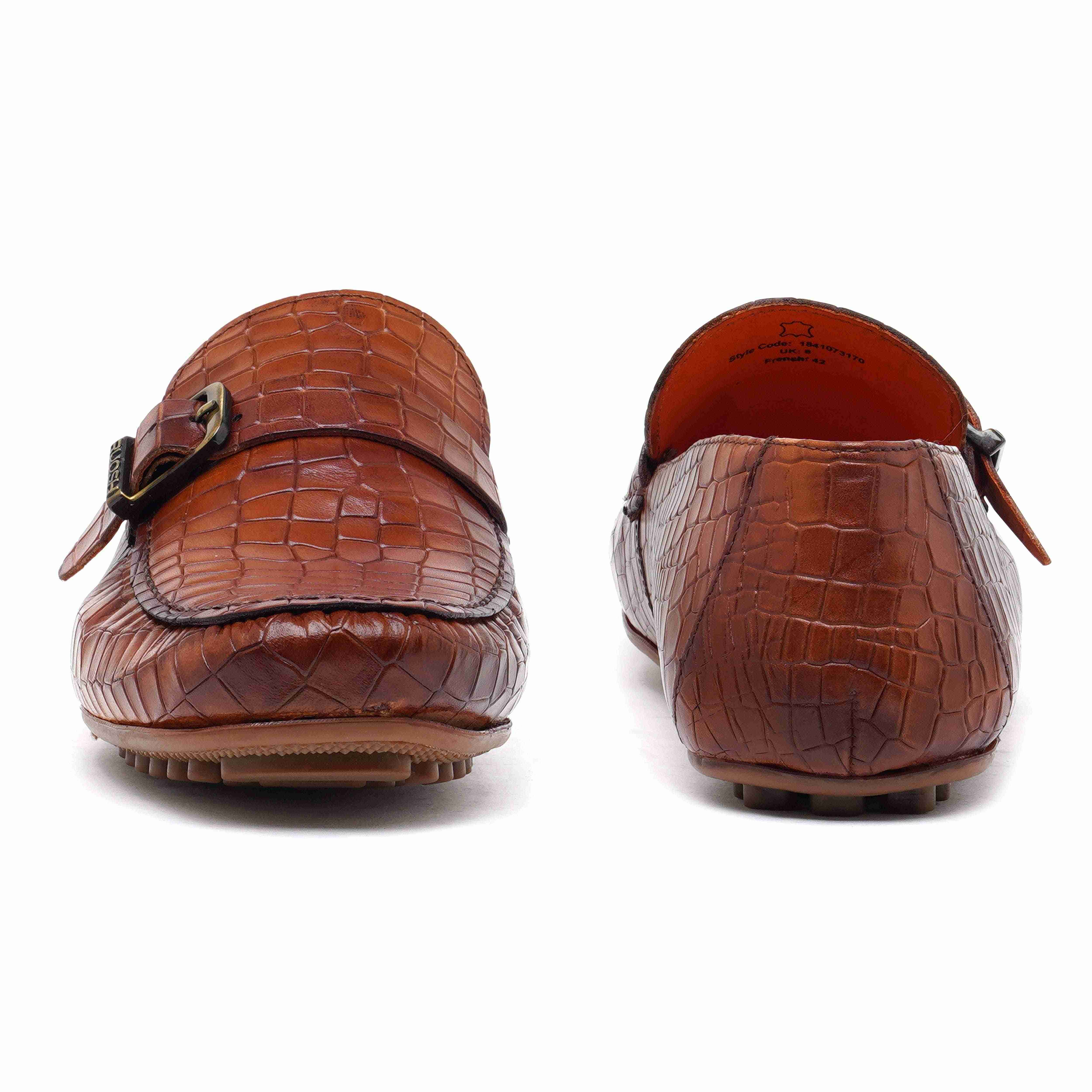 The Seti Ruosh Men Tan Croc Print Casual Loafer