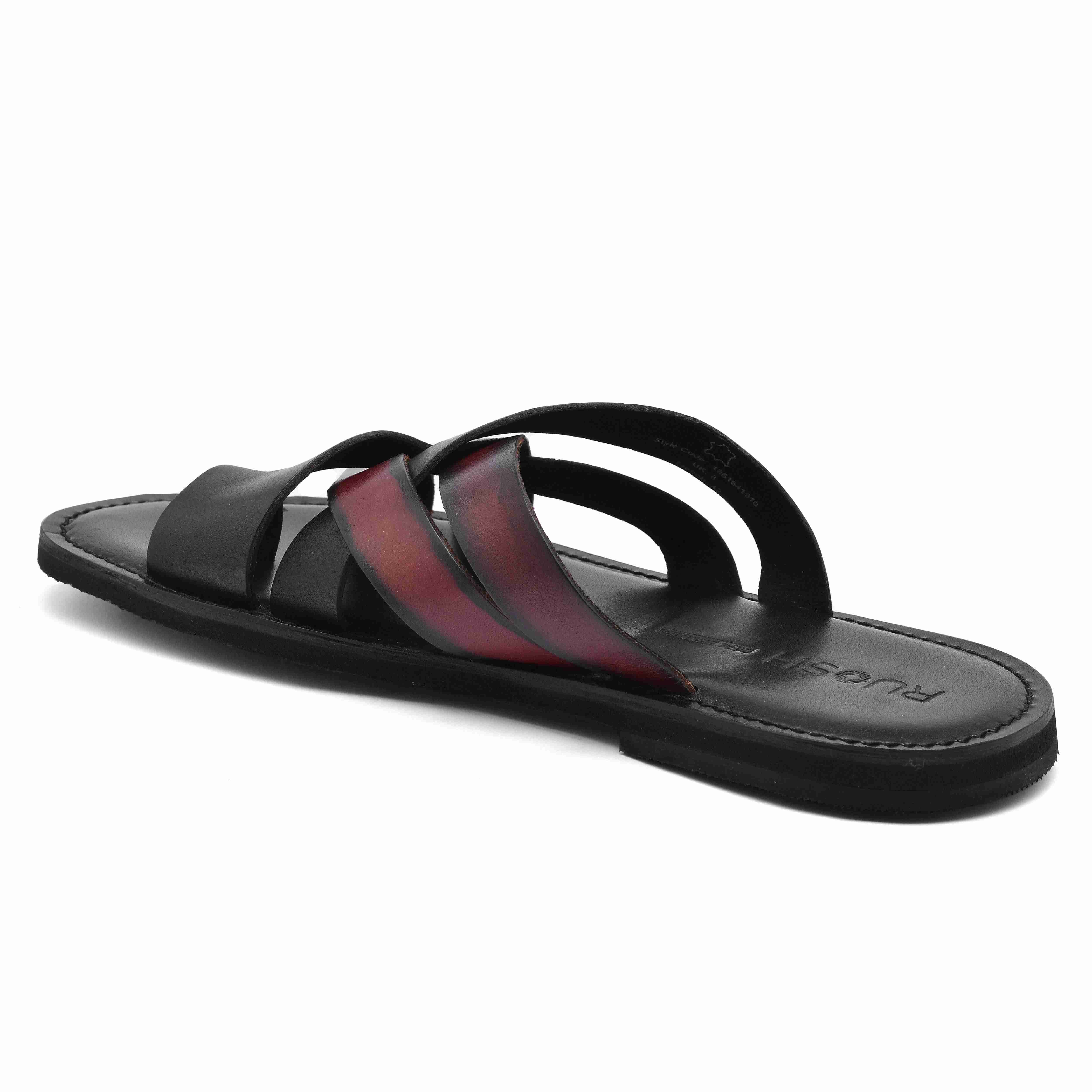 The Hampton Ruosh Men Black Cross Strap Slipper