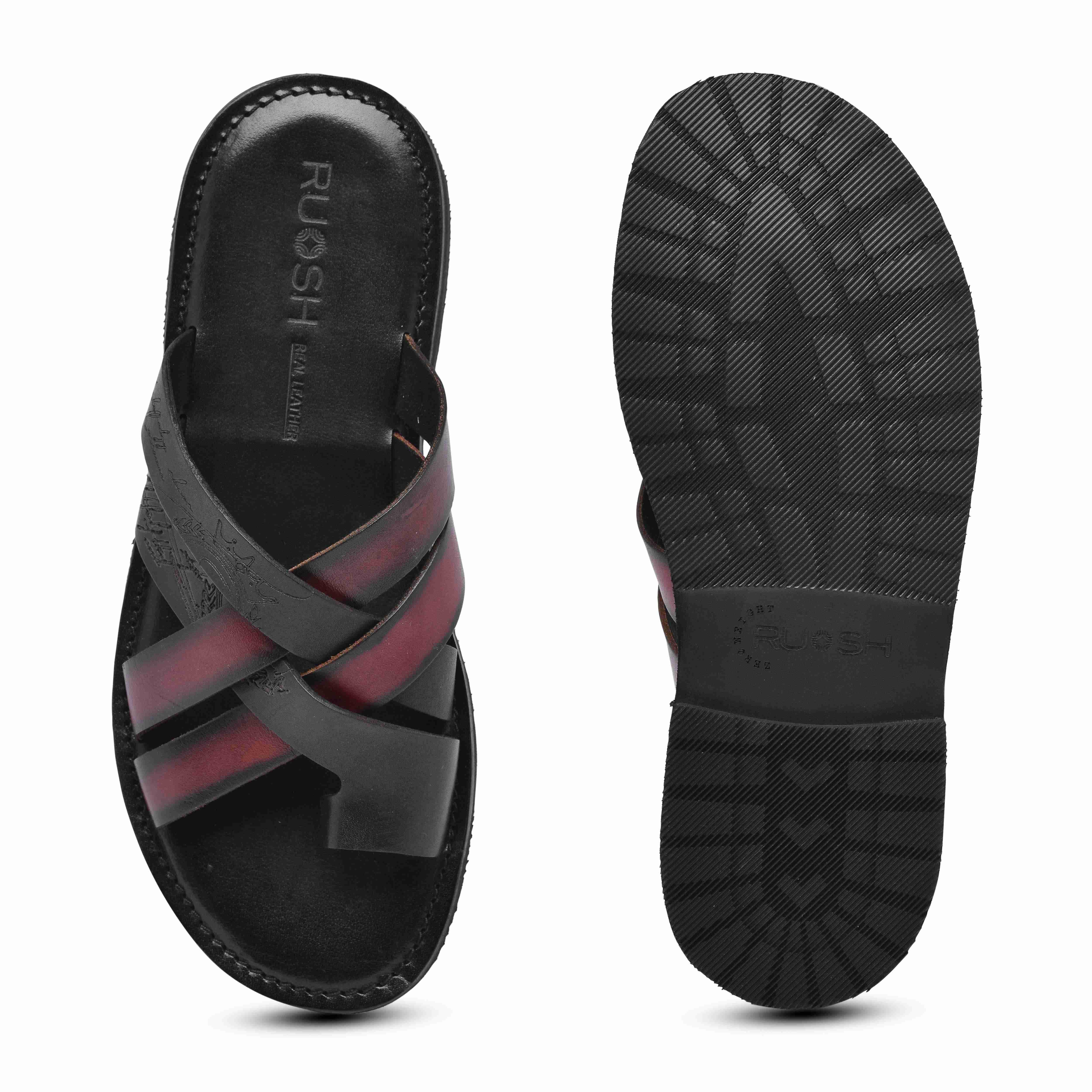 The Hampton Ruosh Men Black Cross Strap Slipper