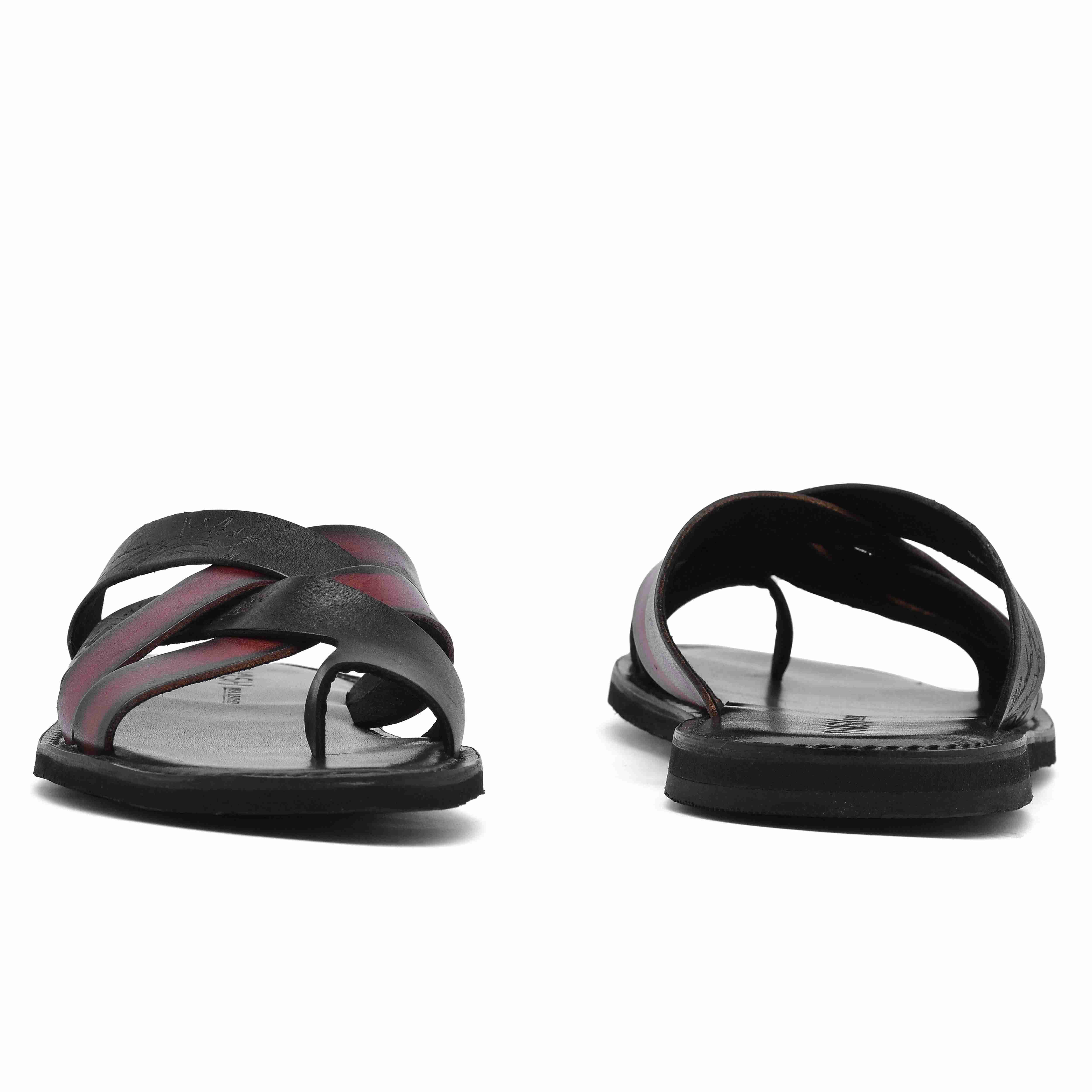 The Hampton Ruosh Men Black Cross Strap Slipper