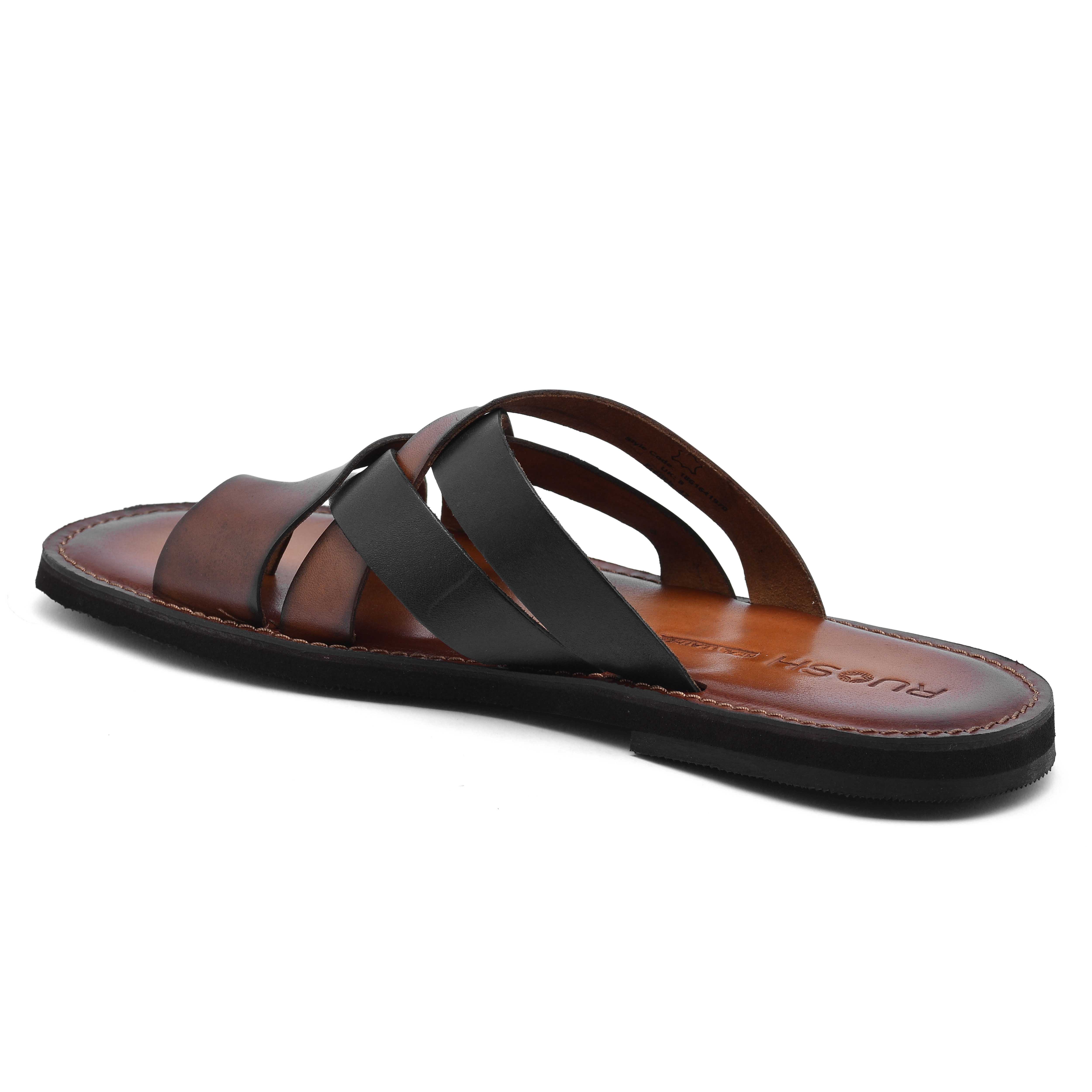 The Pisa Ruosh Men Tan Cross Strap Slipper