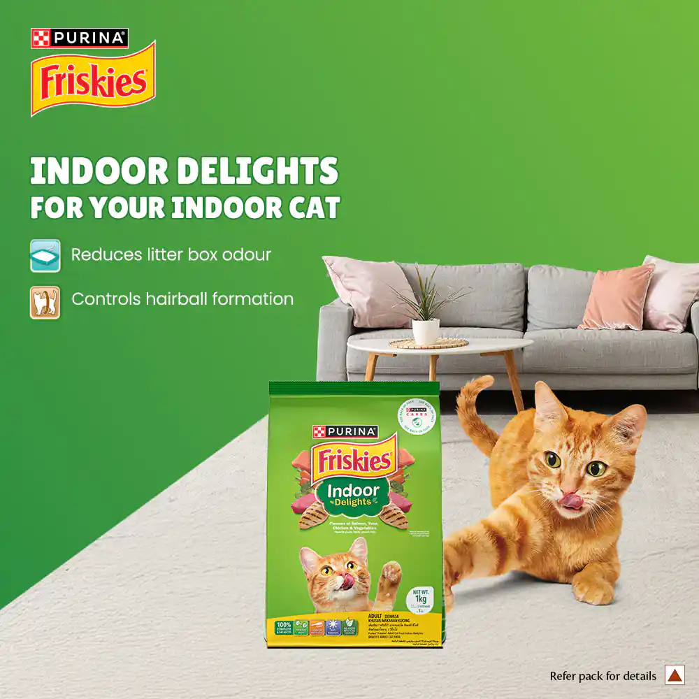 Purina Friskies Indoor Delights Salmon Tuna Chicken and Vegetables Flavours Adult Dry Cat Food