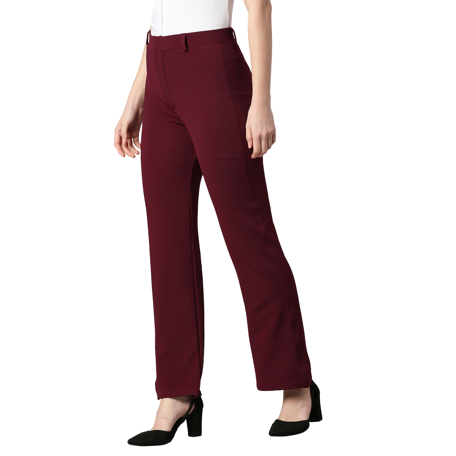 Pacelli Pleated Baggy Fit Burgundy Dress Pants