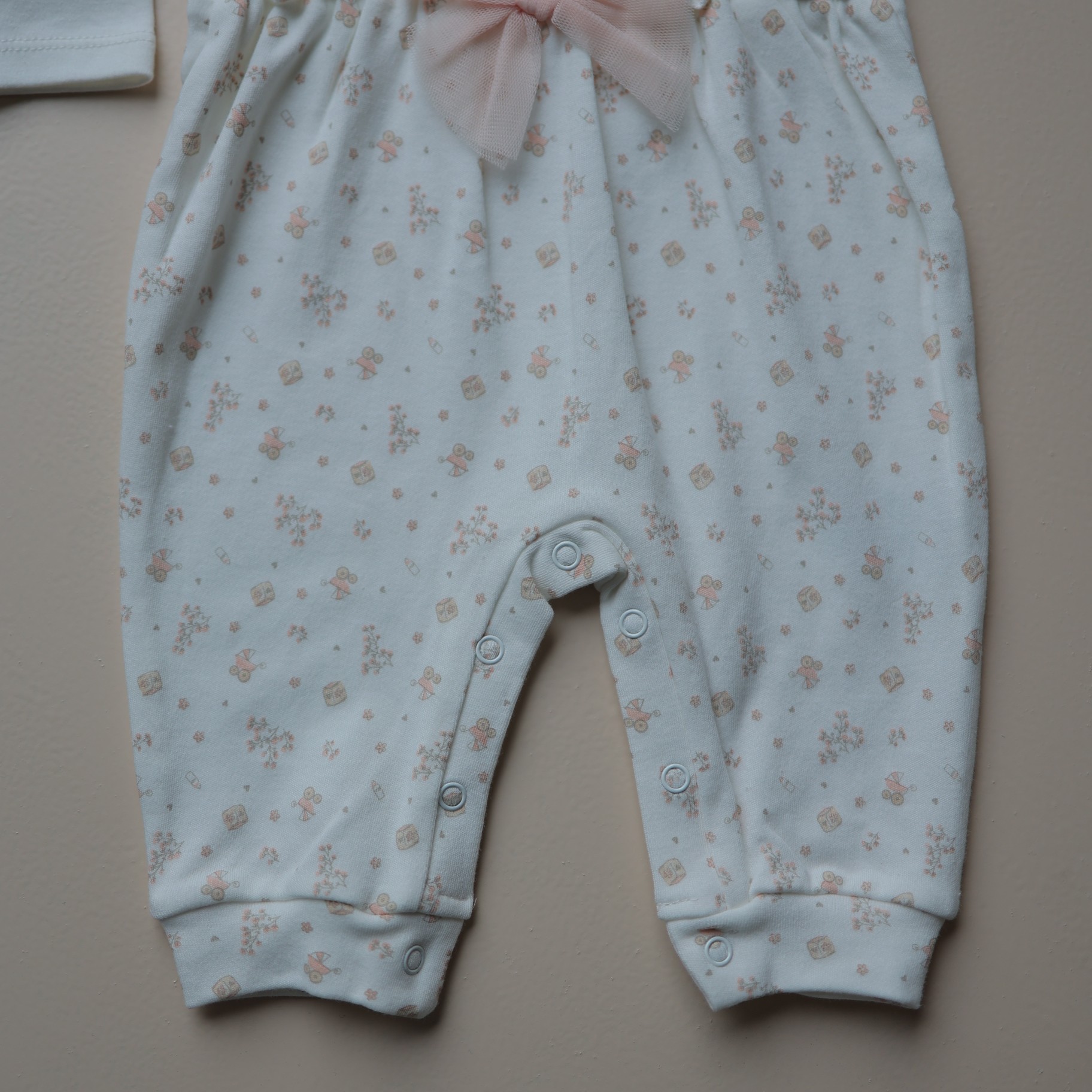 Peach Blossom Cot Baby Half Romper