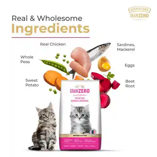 Grain Zero Ocean Fish, Sardine & Mackerel Mother and Kitten Cat Dry Food