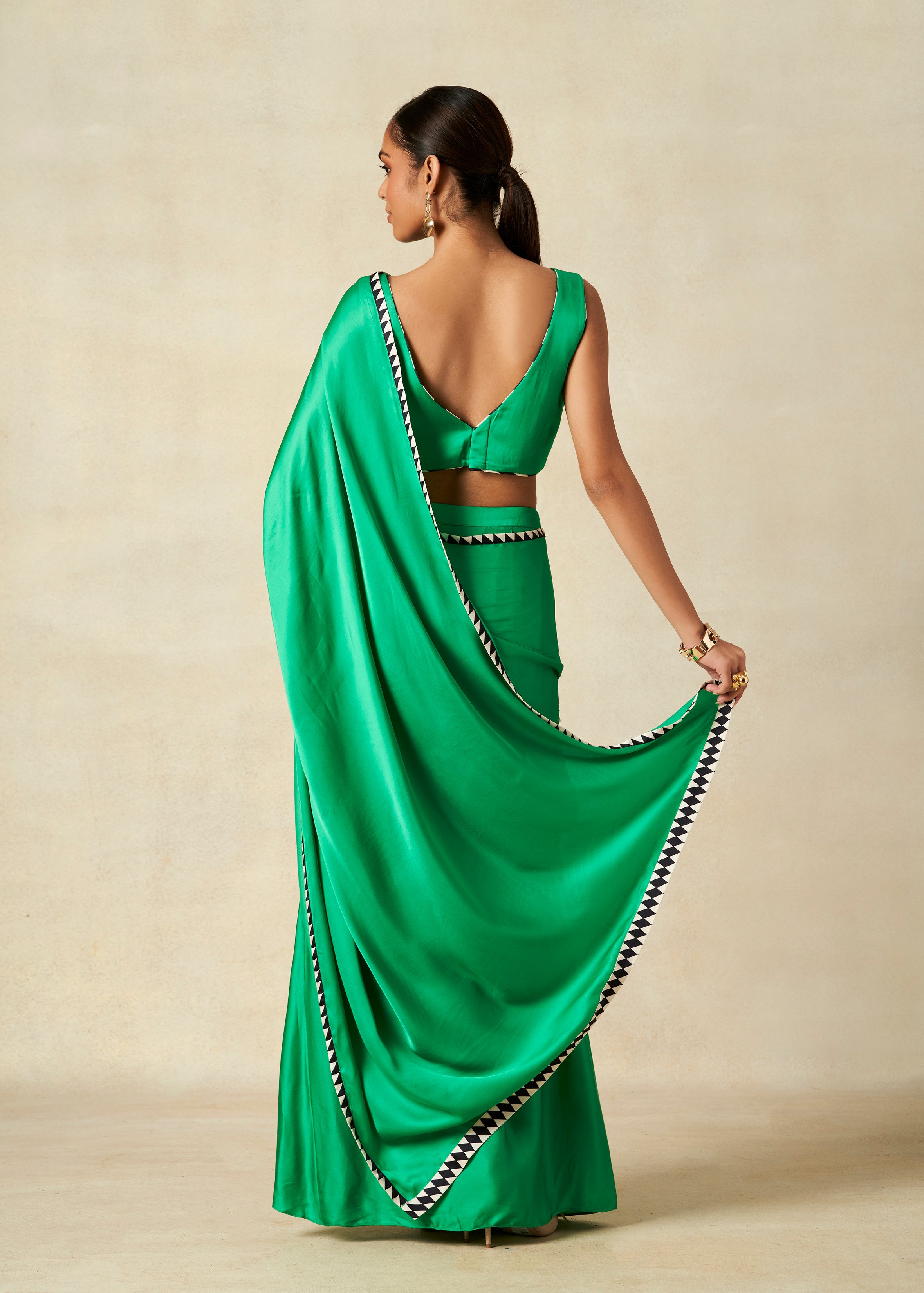 Green Cowl Saree​