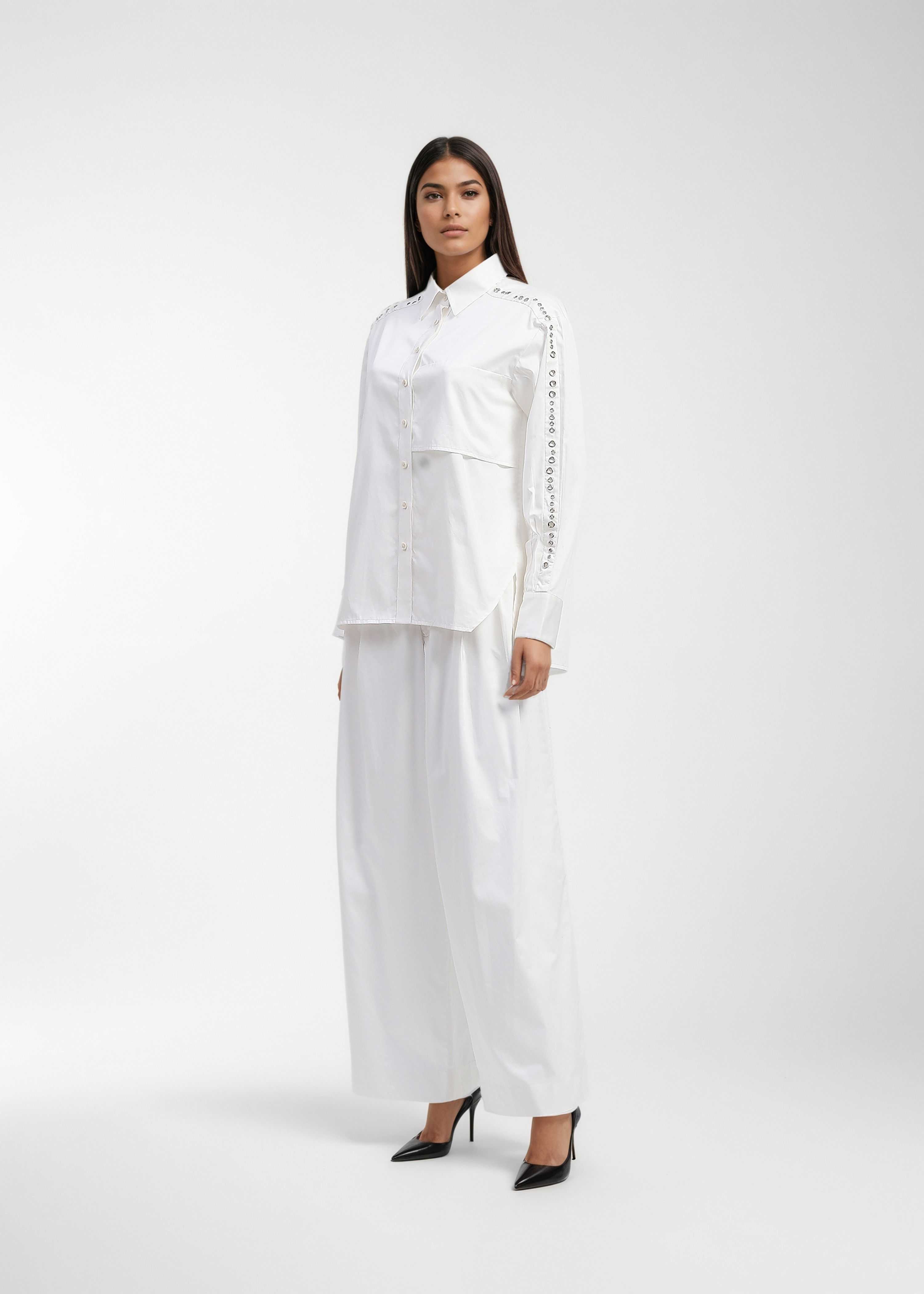 AKOK White Cotton Shirt and Trouser Co-ords