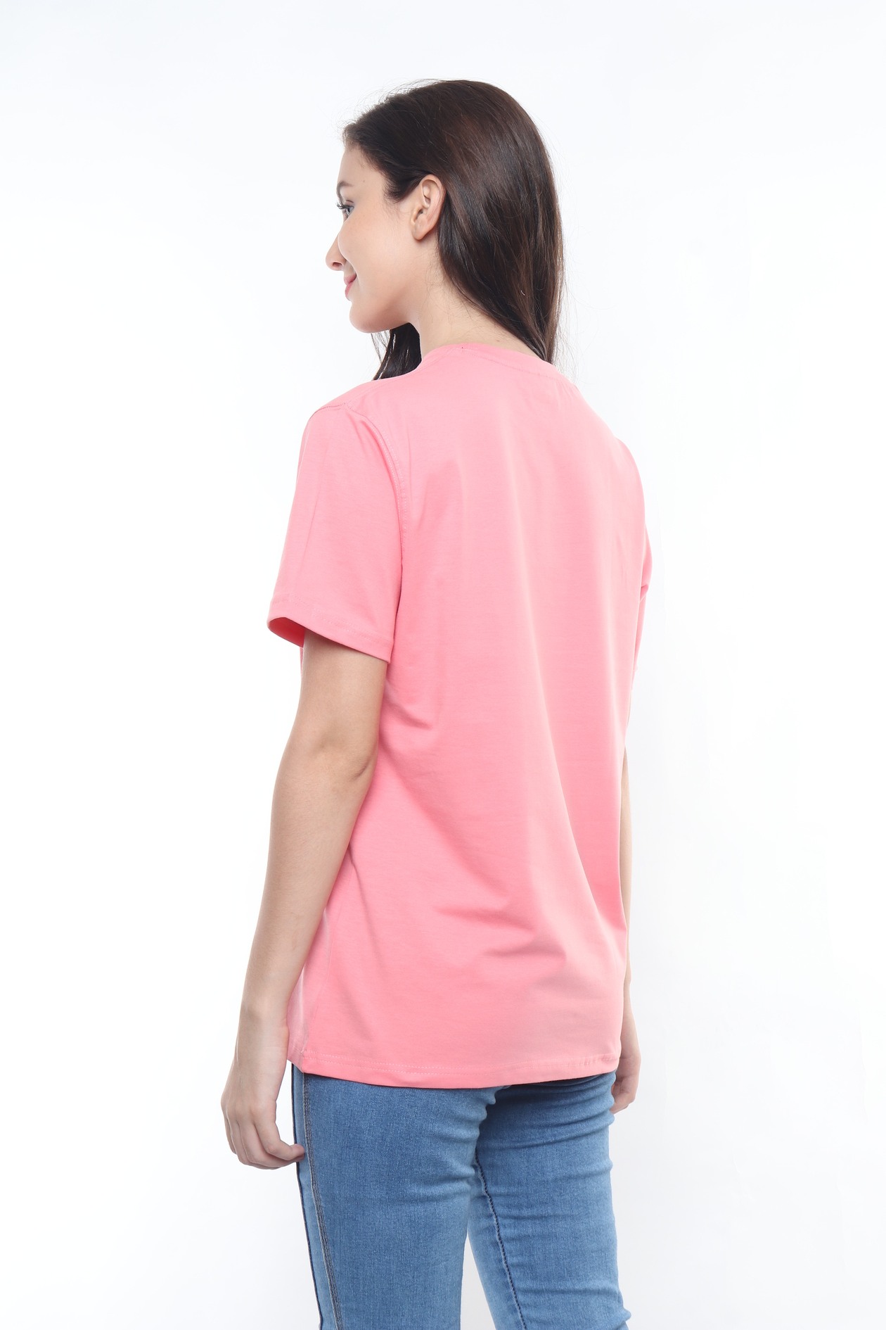 Peach Oversized Cotton Lycra T Shirt