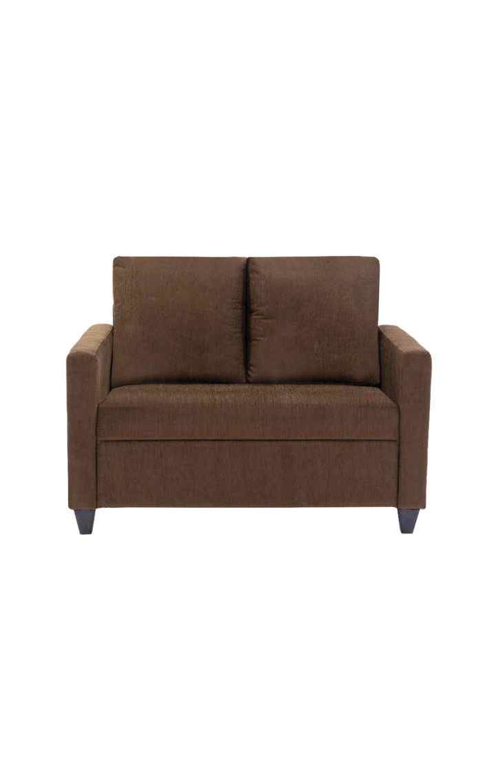 neudot Saya Sofa for Living Room |2 Persons Sofa|Premium Fabric with Cushioned Armrest | Solid Wood Frame|2 Seater in Saya Brown Color