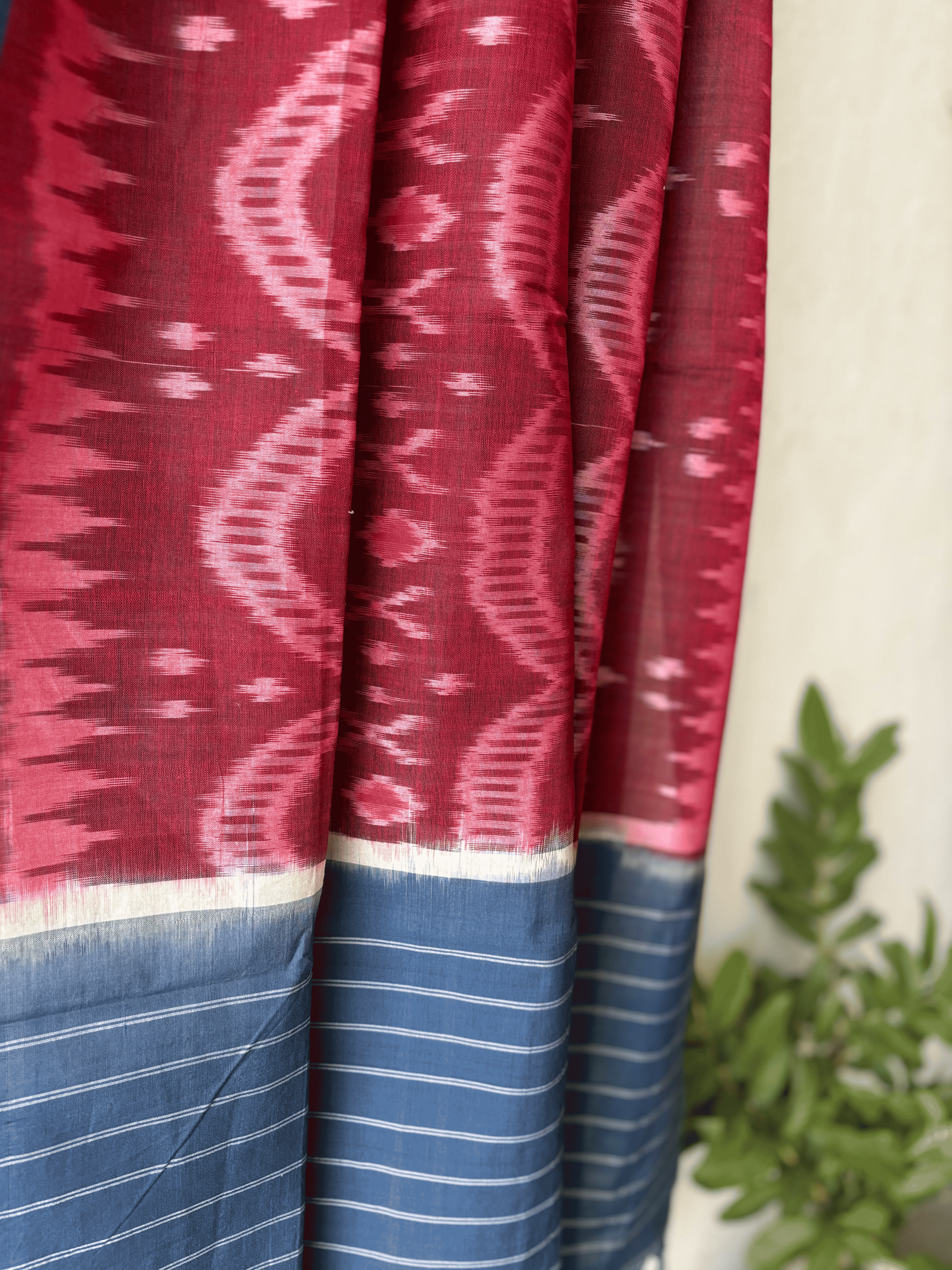 Cotton Weft Ikat Maroon Red Ikat Duppata