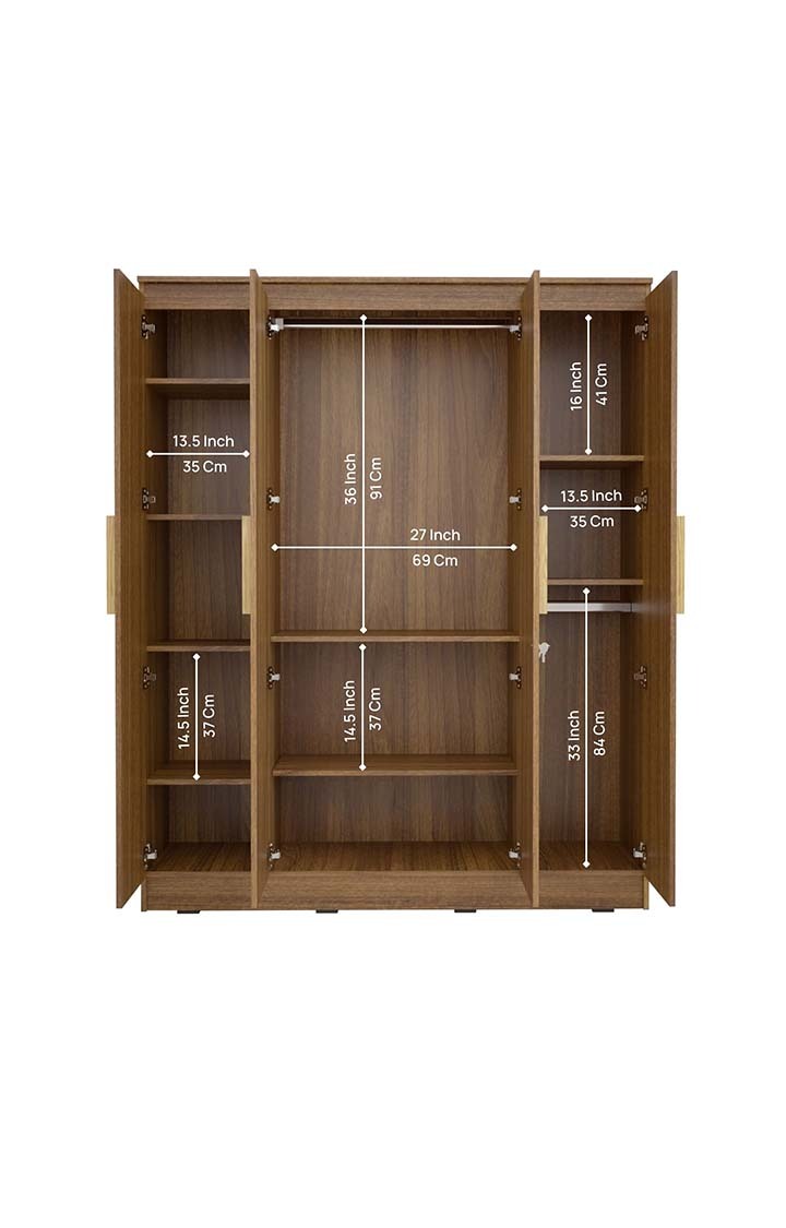 Loyal 4 Door Wardrobe - Leon Teak Finish