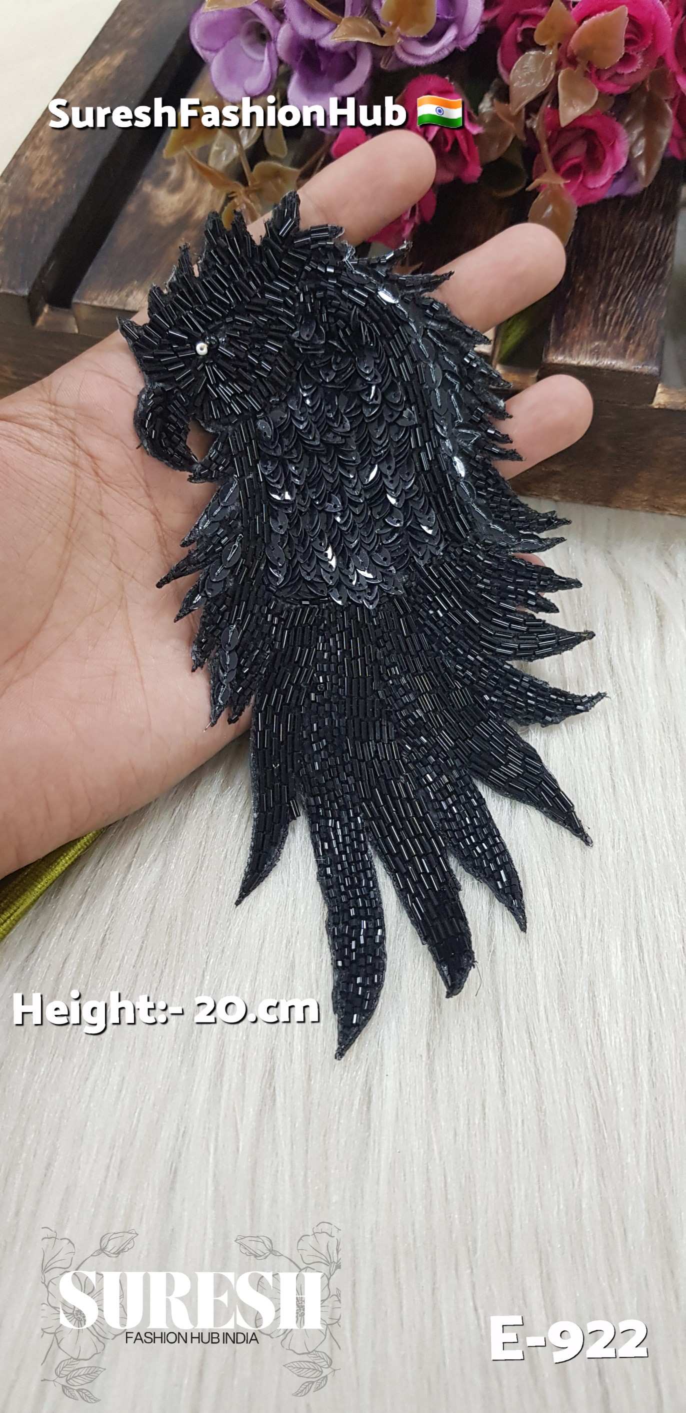E-922 Black Handmade Eagle Patch