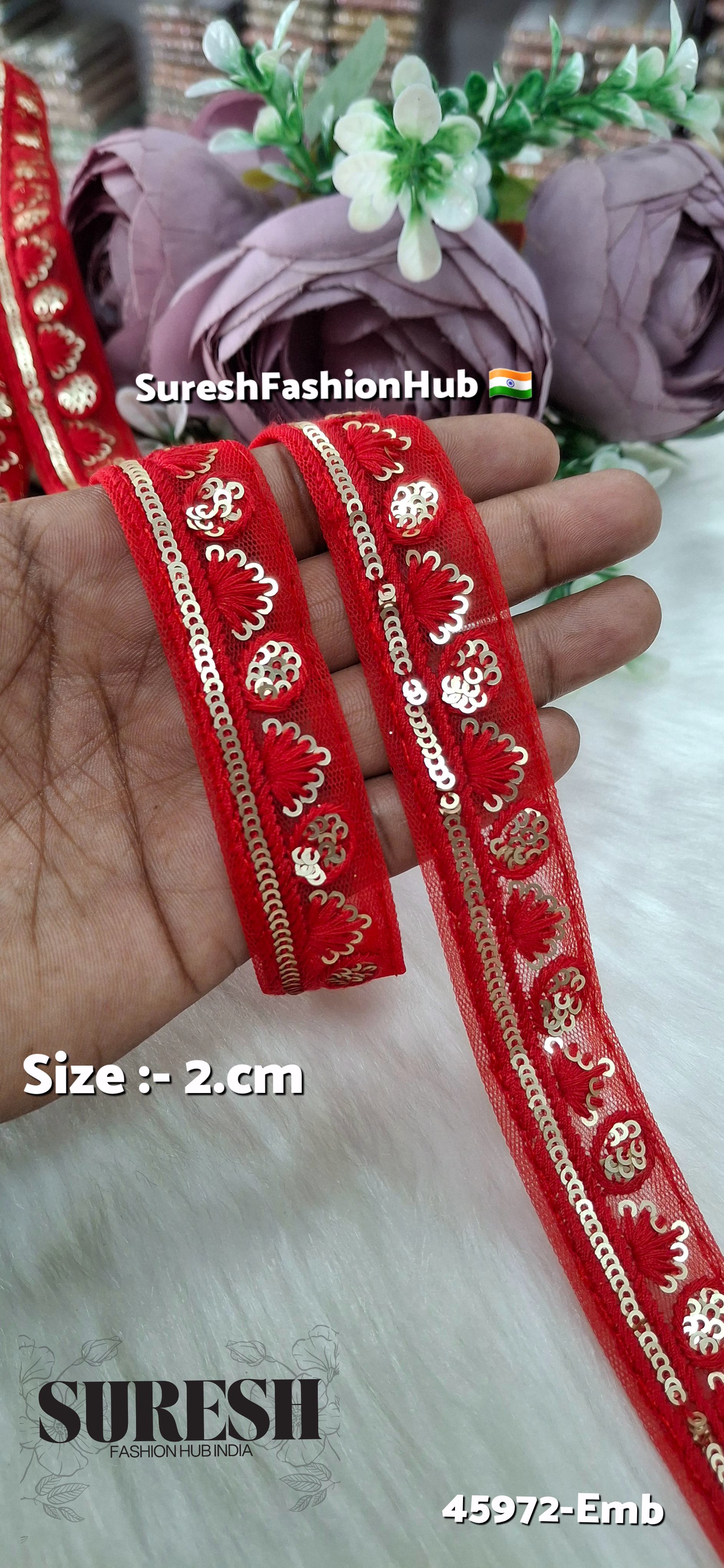 Red Tone-on-Tone Embroidery Lace