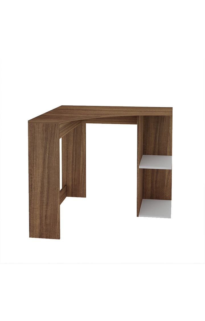 NEUDOT Cruze Corner Study Table - Leon Teak | Corner Study Table for Students | 1 Wood Study Table | Office Table | Desk for Work from Home | 1 Year Warranty