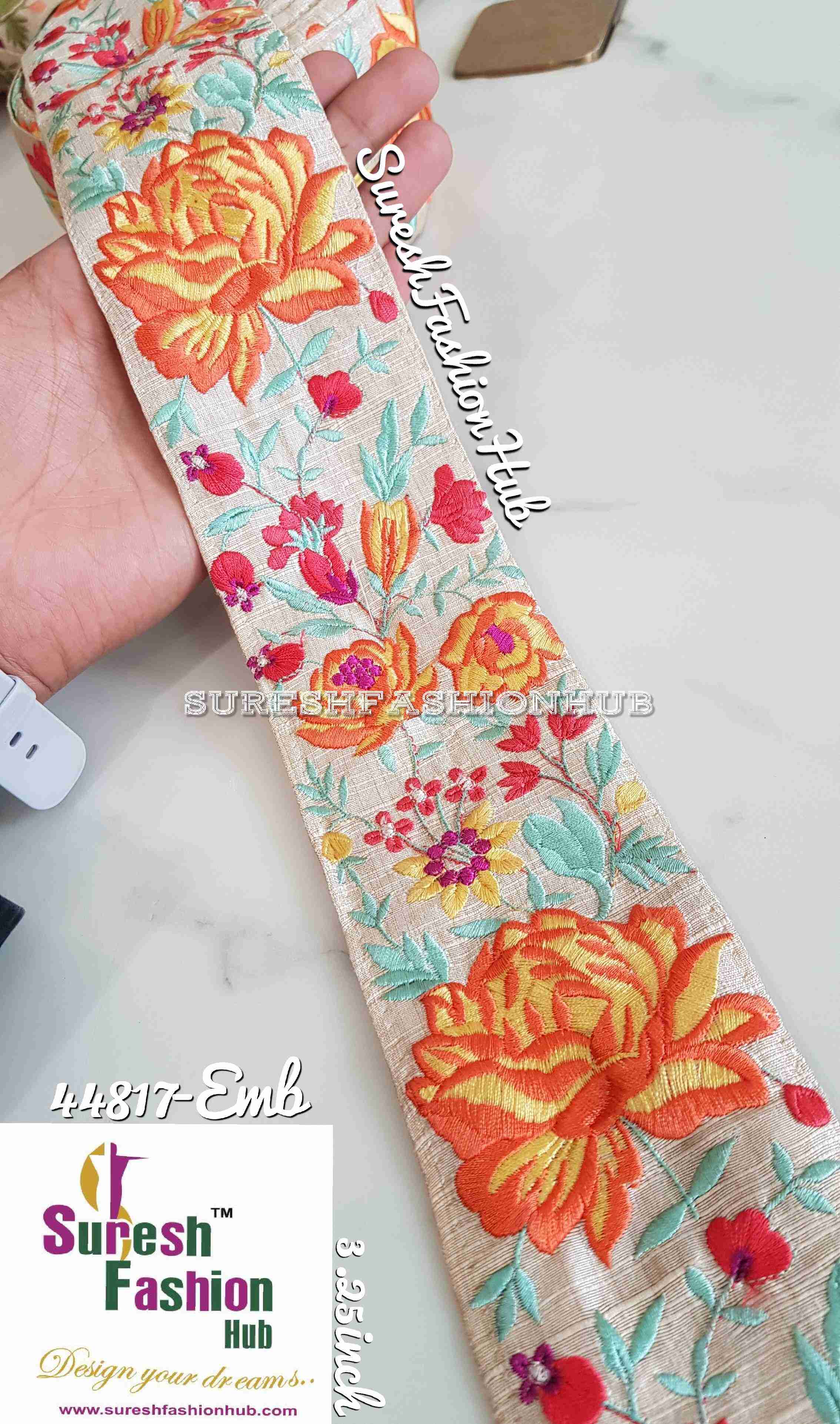 Orange Flower Botanic Threadwork Mirage Designer Trim