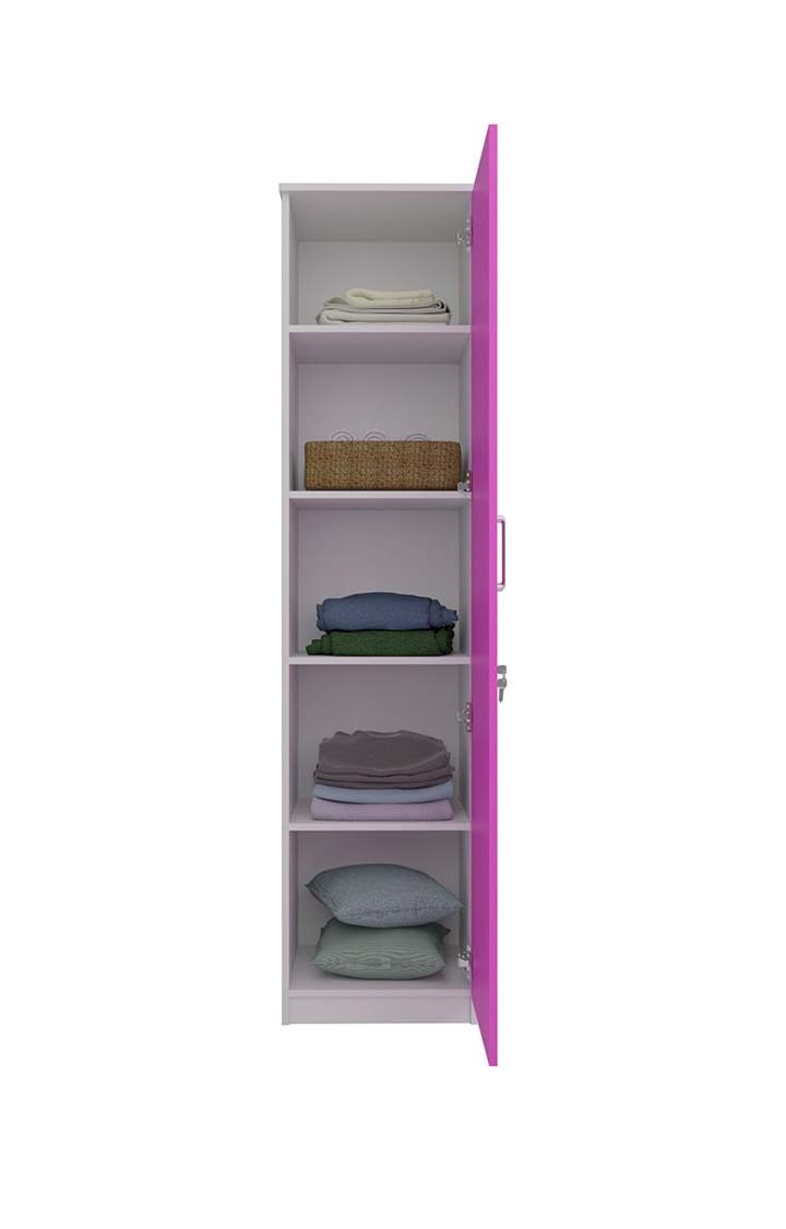 neudot Adona Engineered Wood Single Door Wardrobe - Pink