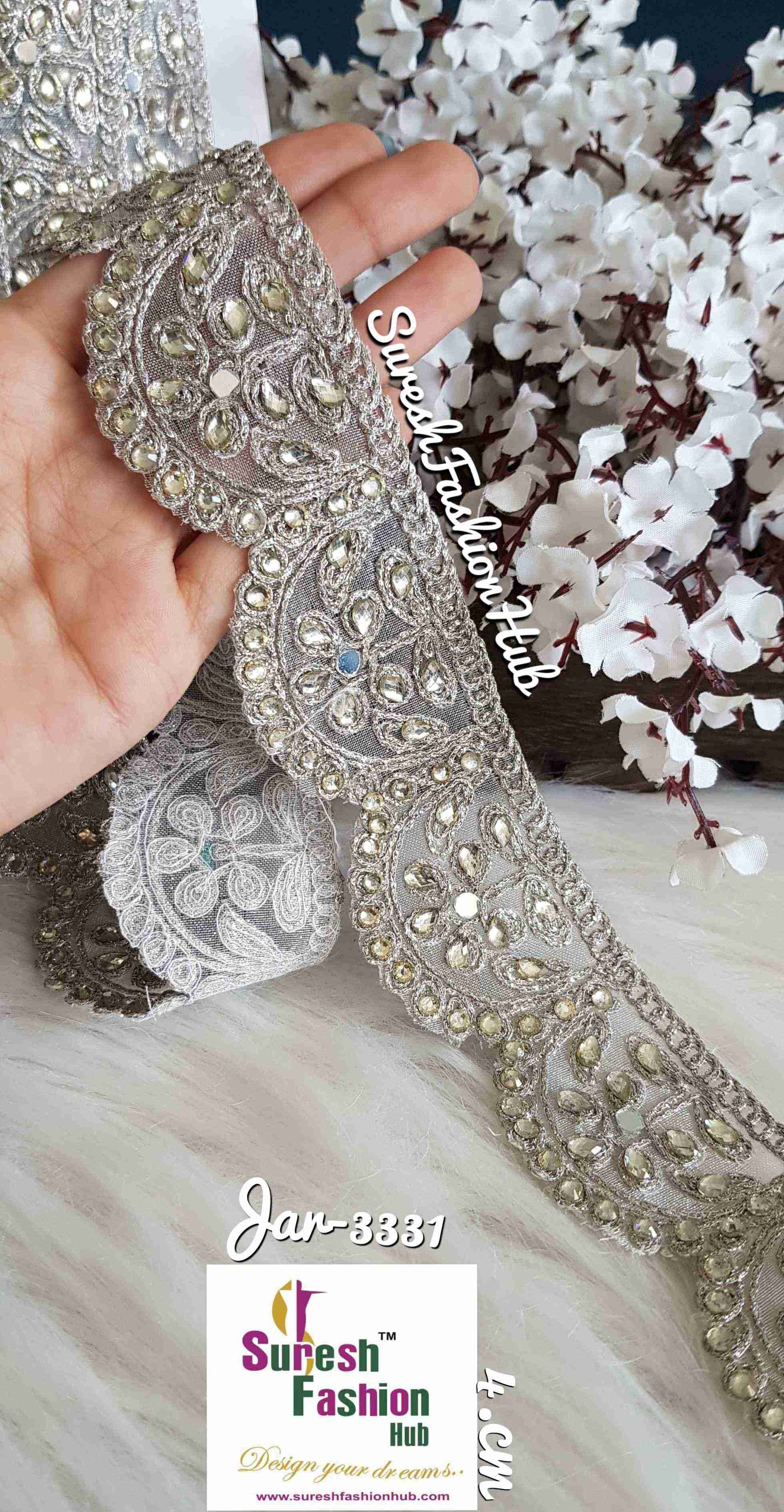 Silver Domes Embellished Trim