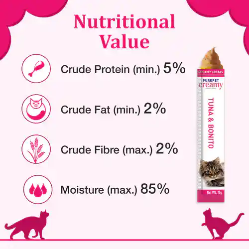 Purepet Tuna and Bonito Lickable Creamy Treats for Cats, 75g