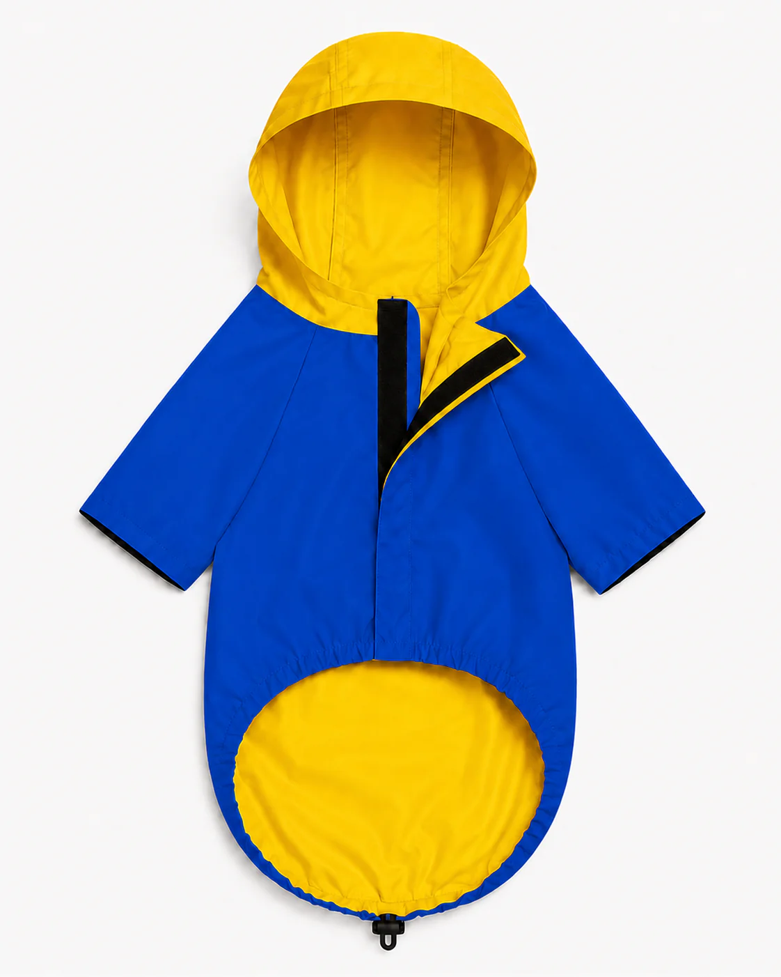 Pawsindia Dog Hooded 360° Raincoat, Navy Blue & Yellow