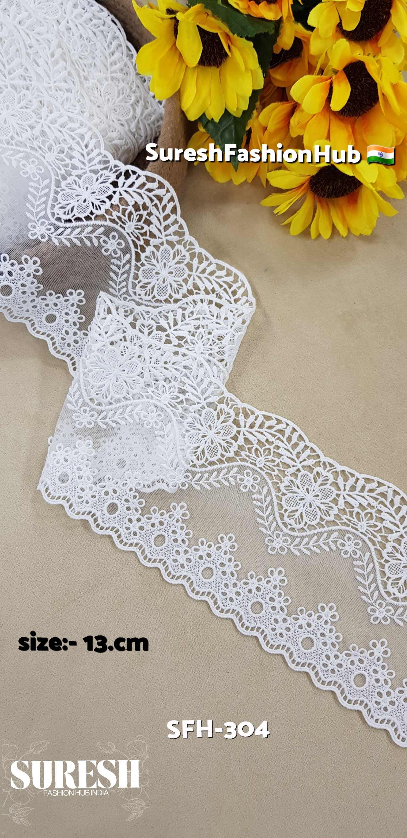Opulent Bloom Dual Scallop Lace – White  SFH-304