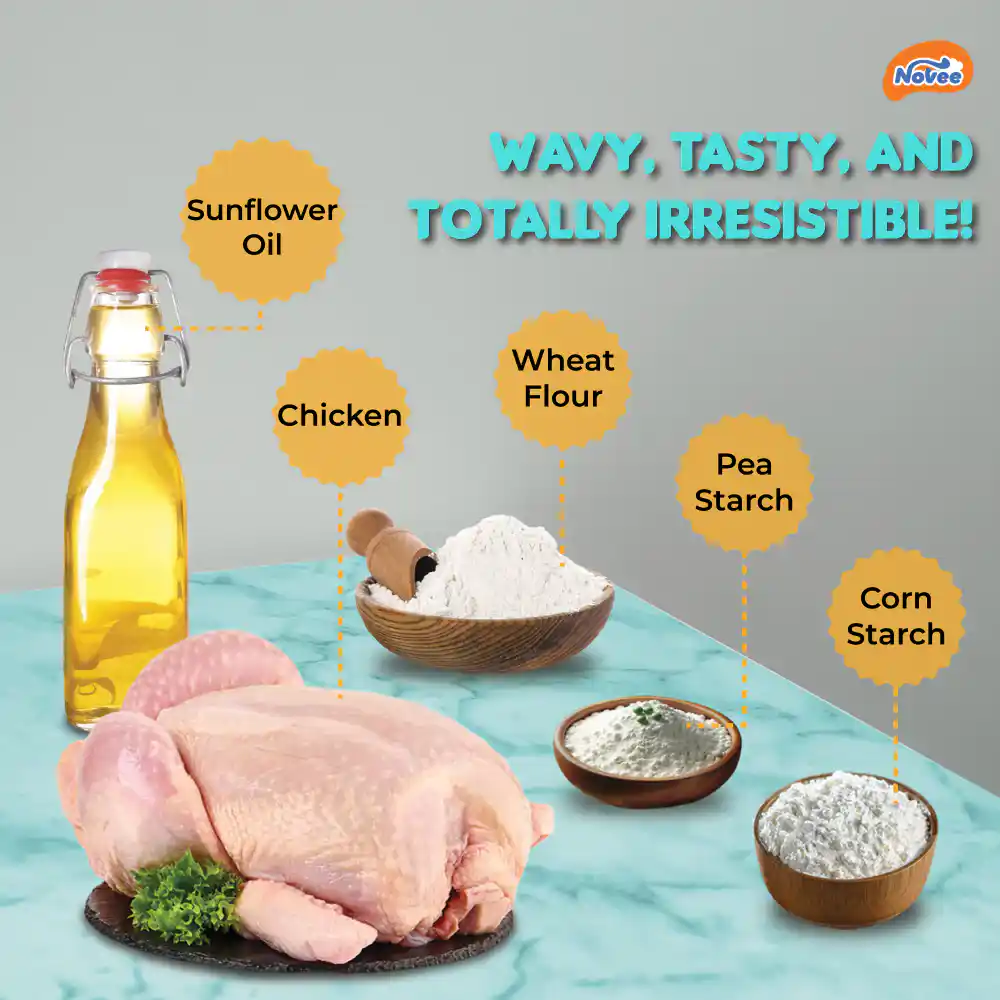 Novee Wave Cut Duo Chicken and Lamb Jerky Treats for Dogs