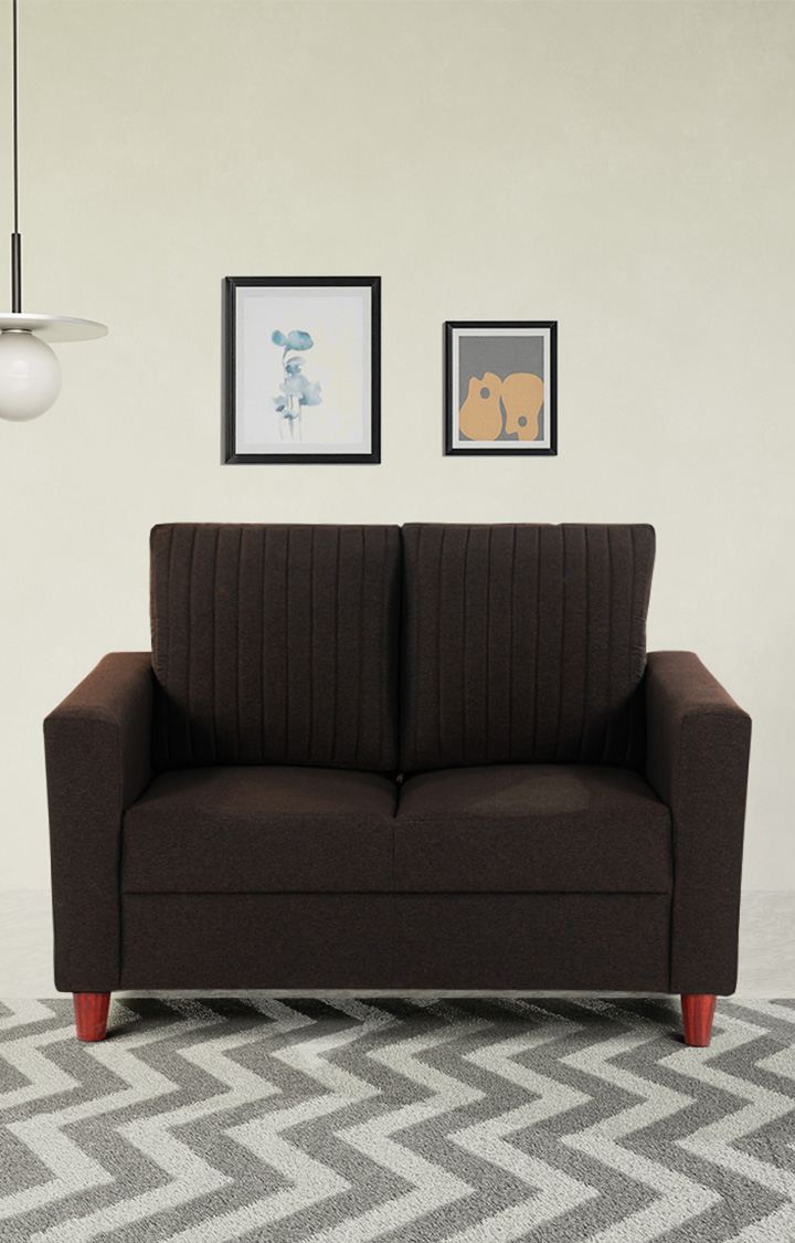 neudot Roman Sofa for Living Room |2 Persons Sofa|Premium Fabric with Cushioned Armrest | Solid Wood Frame|2 Seater in Chocolate Brown Color