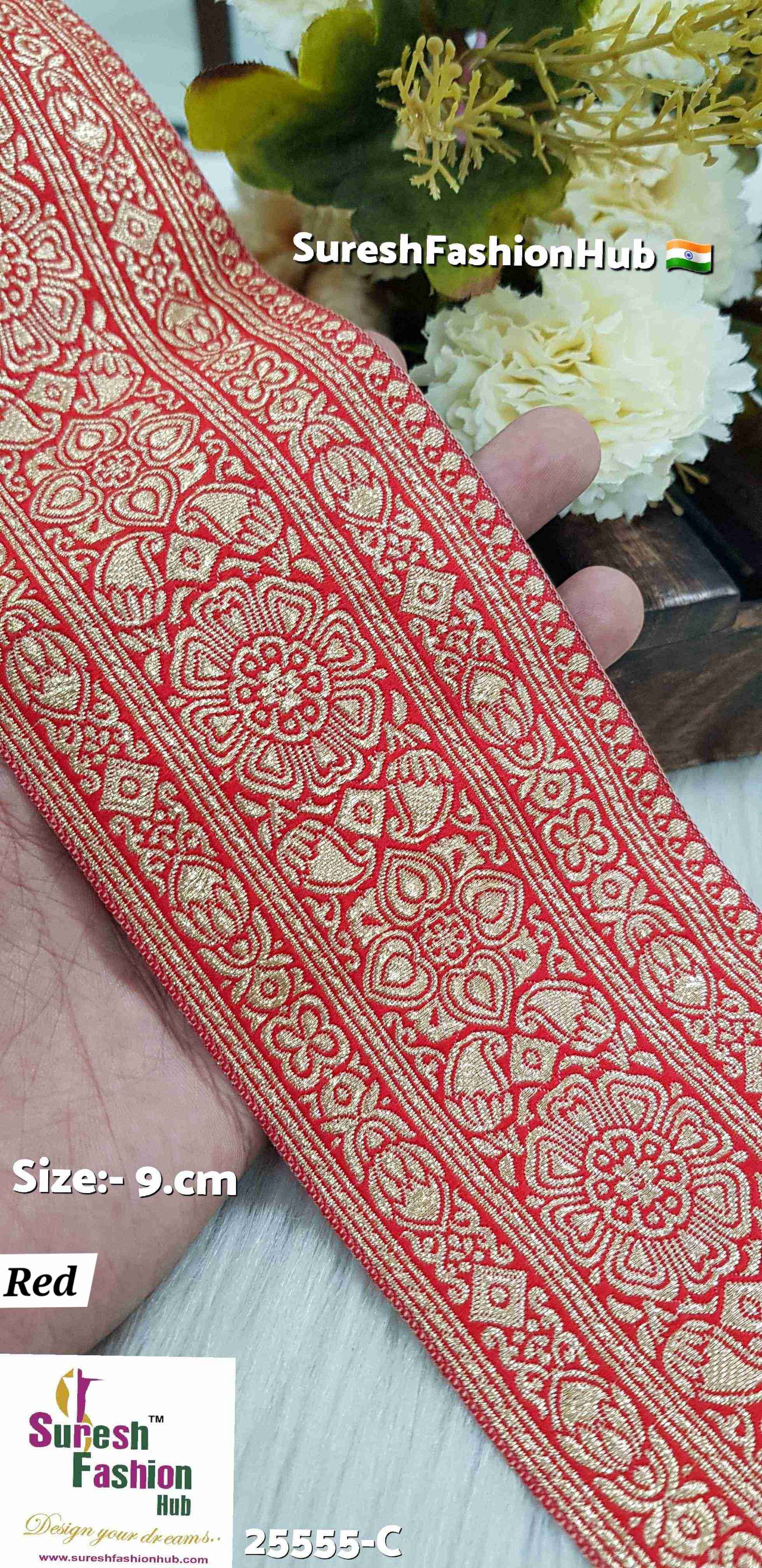 Red Golden Banarasi Lace