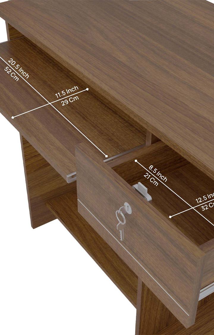 NEUDOT Bingo Engineered Wood Study Table | Multi-Purpose Study Table | Computer Table for Students | Office Table with 2 Drawers | Desk for Work from Home | 1 Year Warranty - Leon Teak
