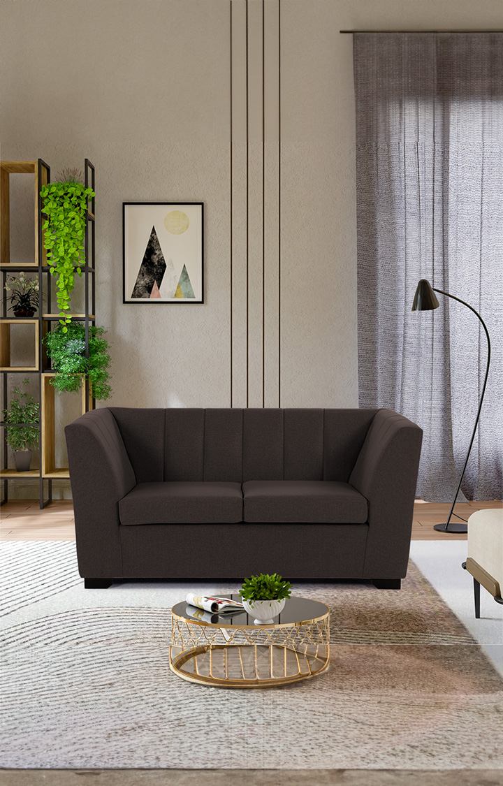 neudot Lexus Sofa for Living Room |2 Persons Sofa|Premium Fabric with Padded Armrest | Solid Wood Frame|2 Seater in Earth Brown Color